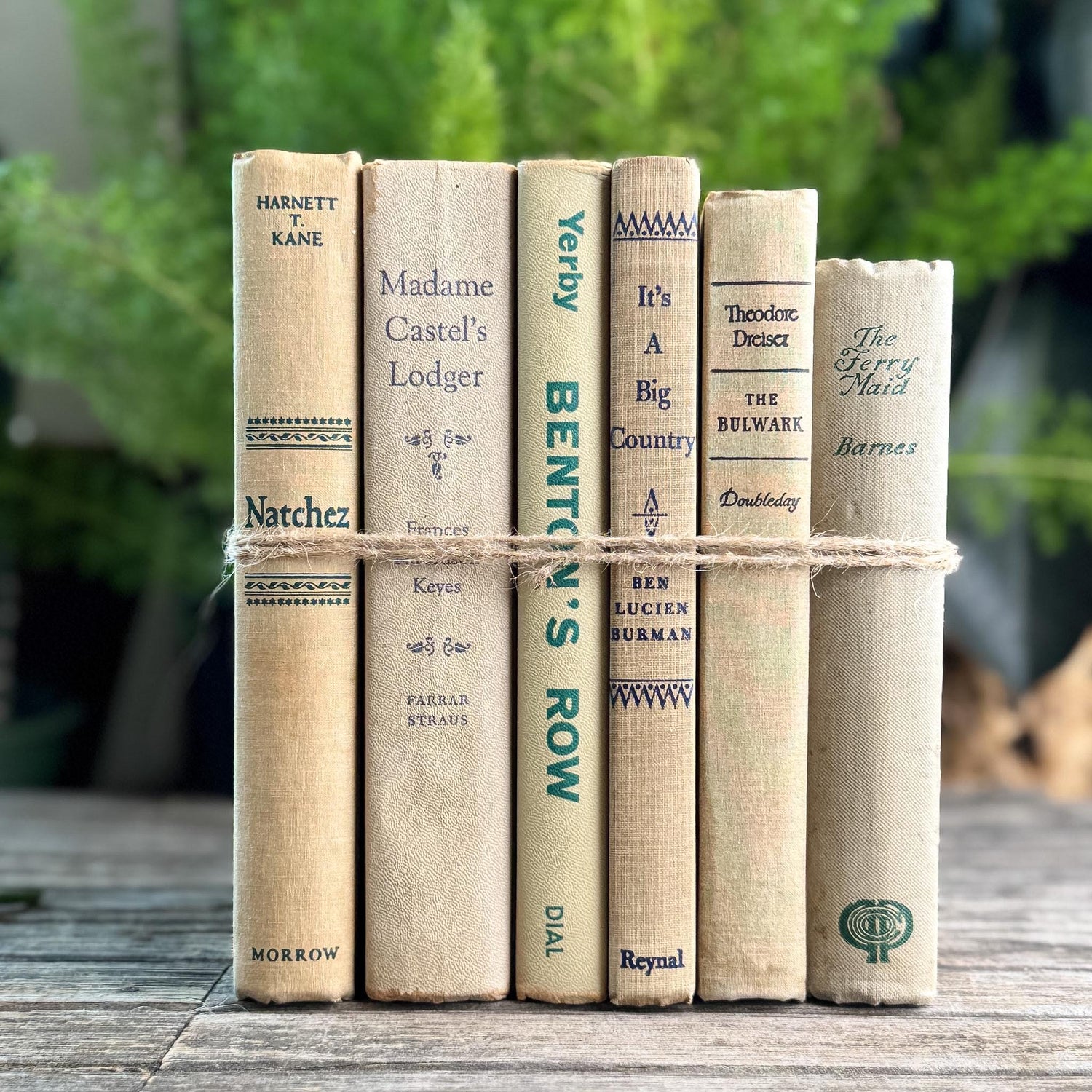 Vintage Beige Book Set for Neutral Mid-Century Shelf Styling