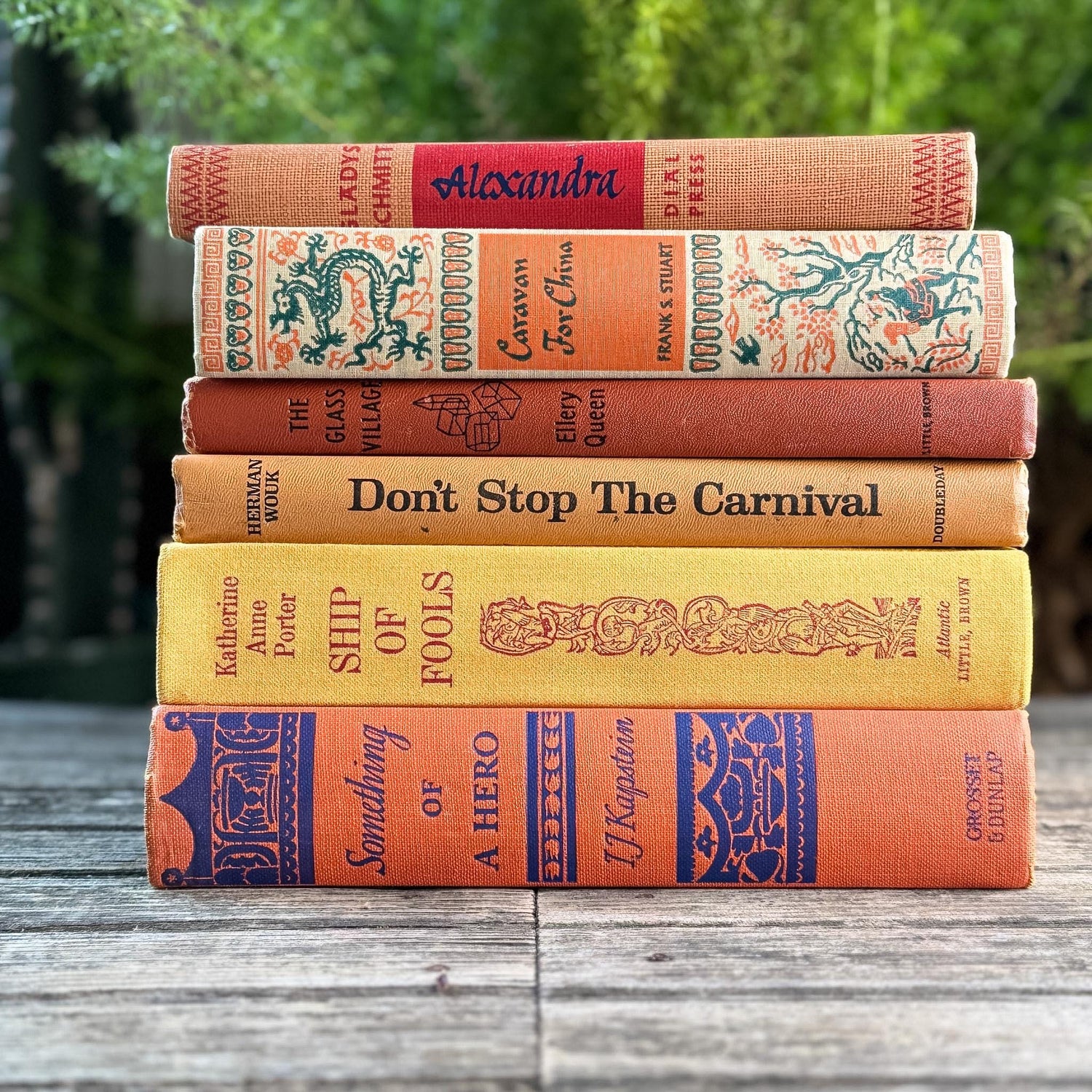 Retro Orange, Terra Cotta, Mustard Yellow Vintage Book Bundle