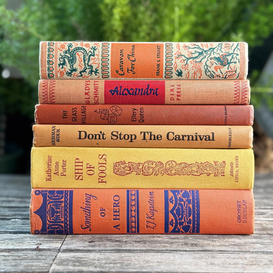Retro Orange, Terra Cotta, Mustard Yellow Vintage Book Bundle