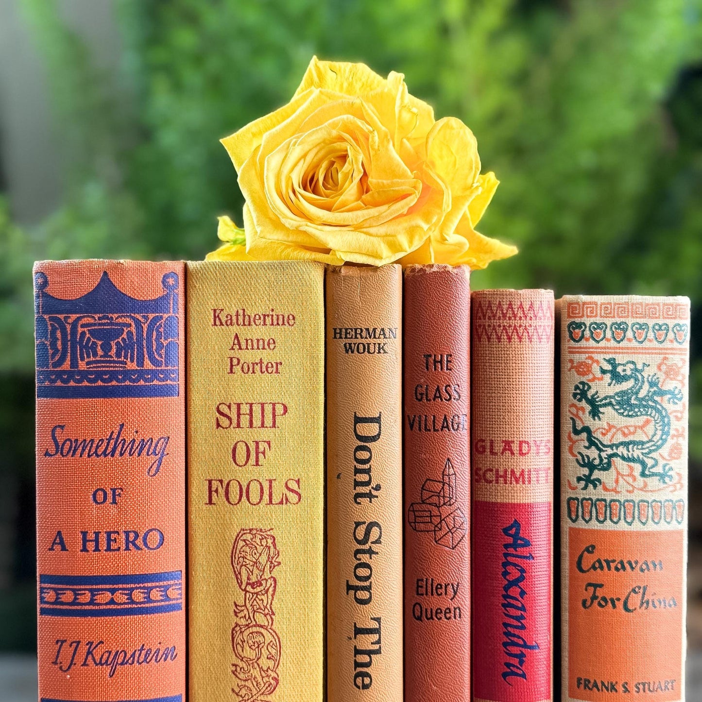Retro Orange, Terra Cotta, Mustard Yellow Vintage Book Bundle