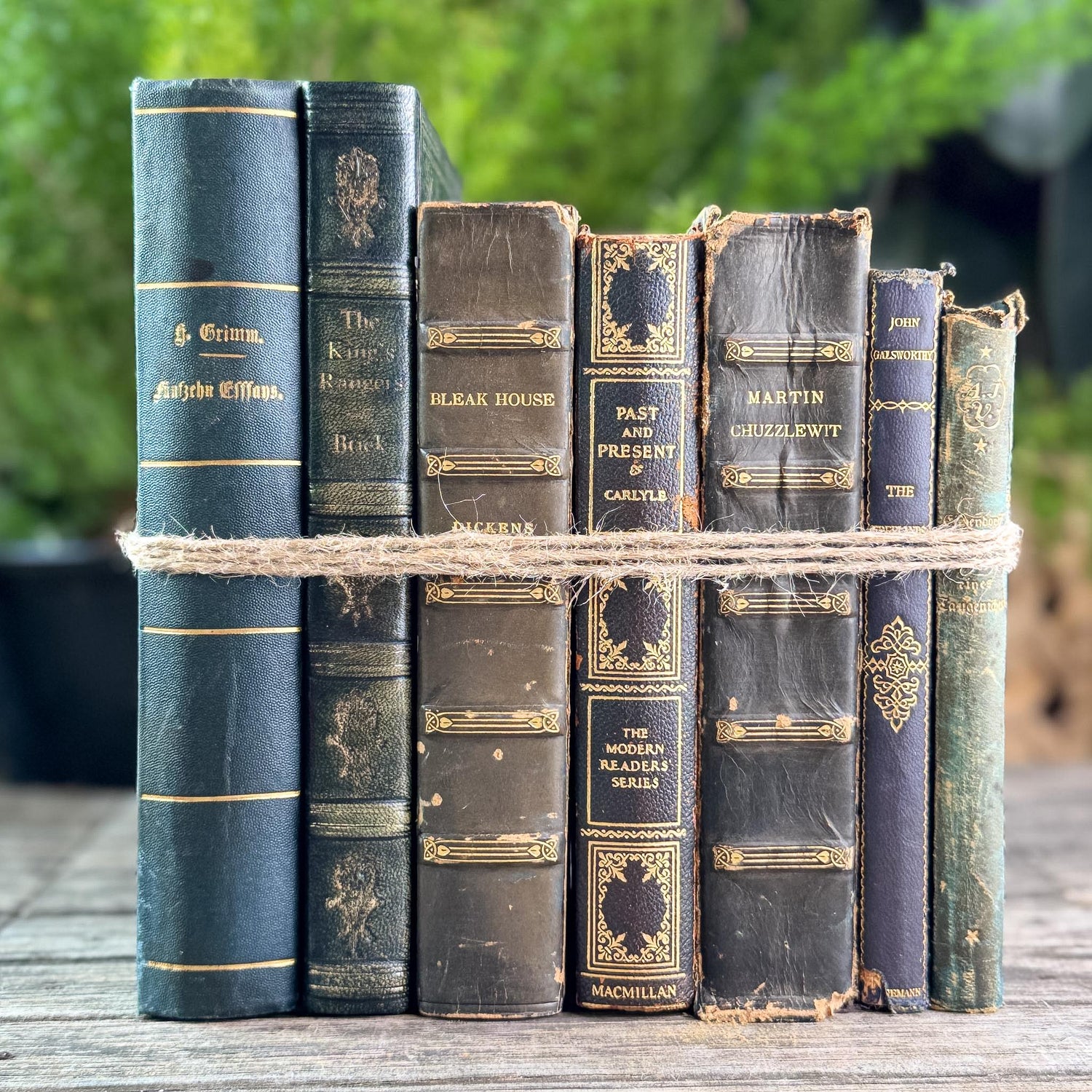 Antique Leather-Bound Worn and Shabby Books
