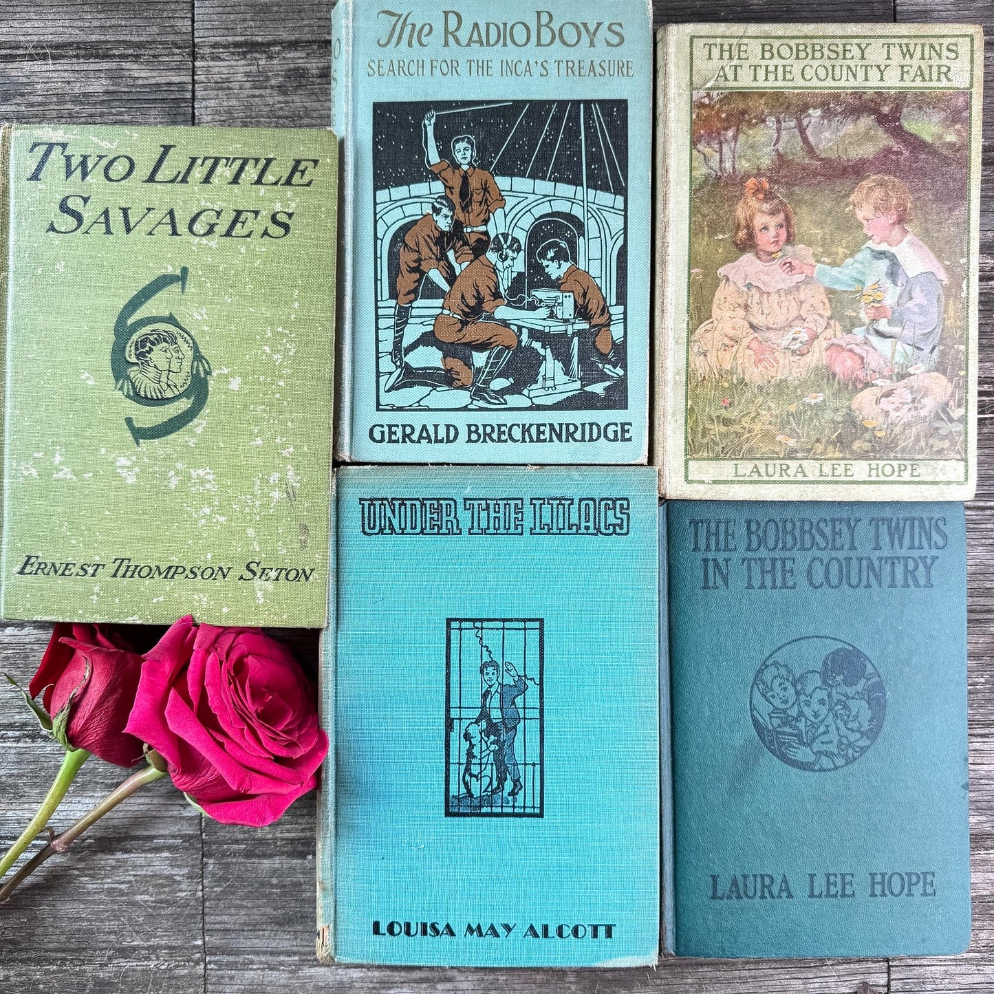 Antique Green Children's Book Bundle for Shelf Styling