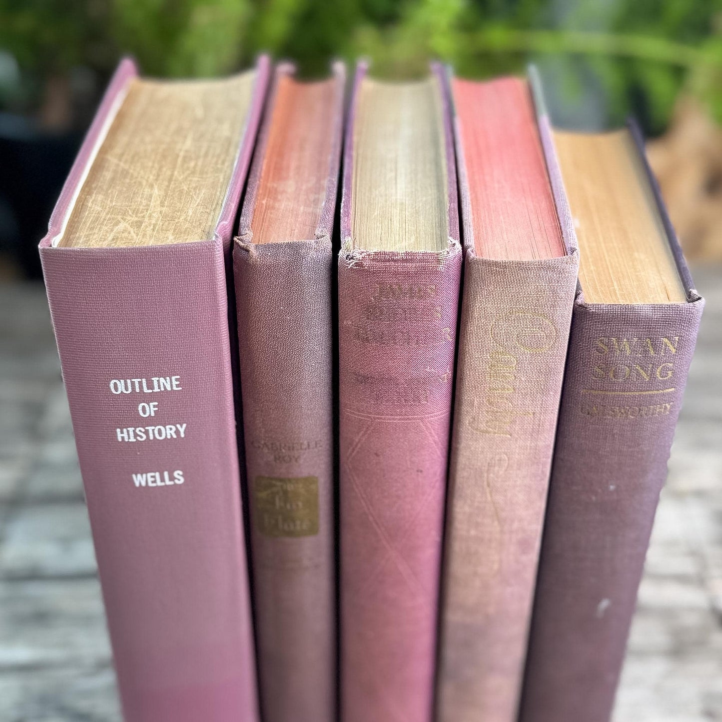 Vintage Purple Shabby Faded Vintage Books for Shelf Styling