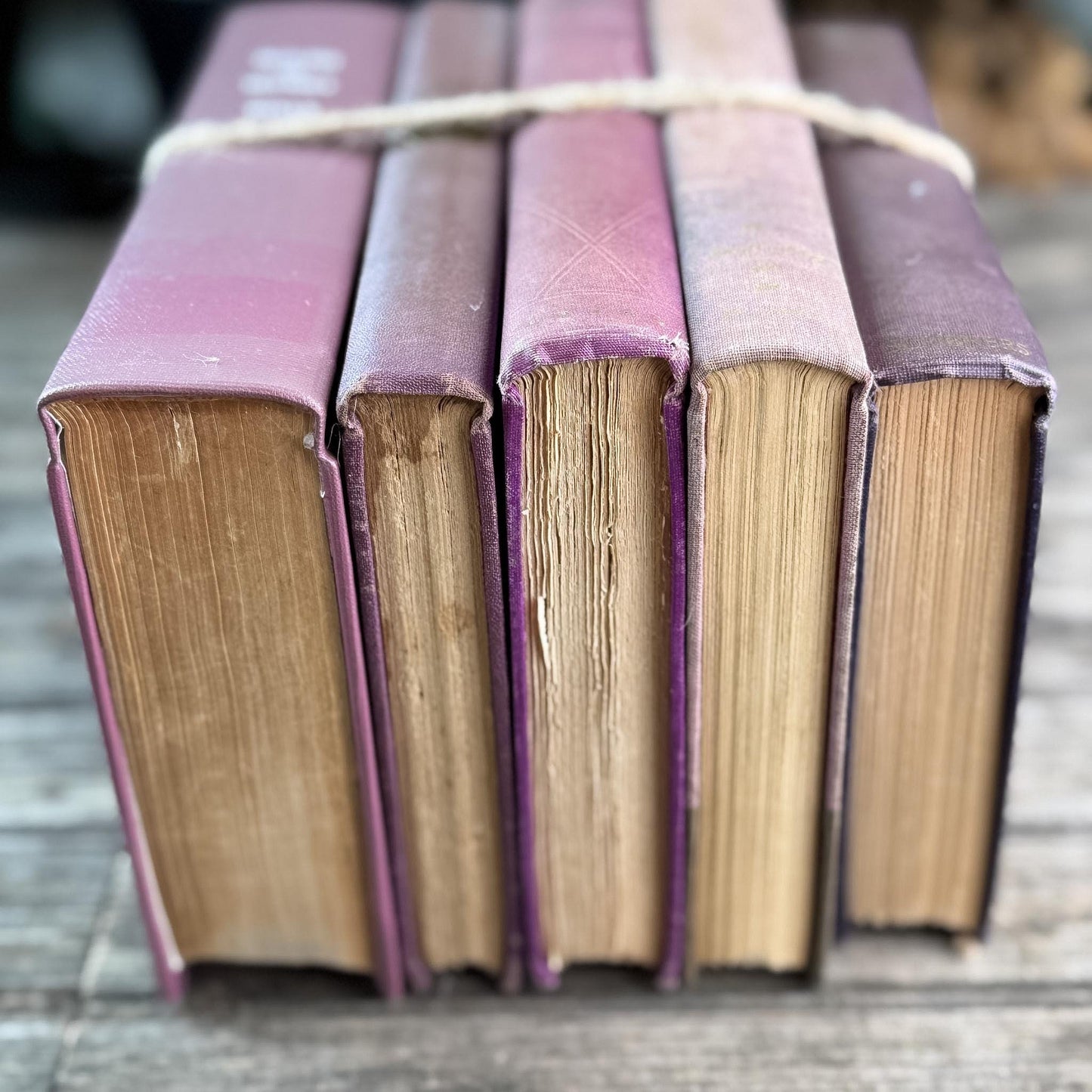 Vintage Purple Shabby Faded Vintage Books for Shelf Styling