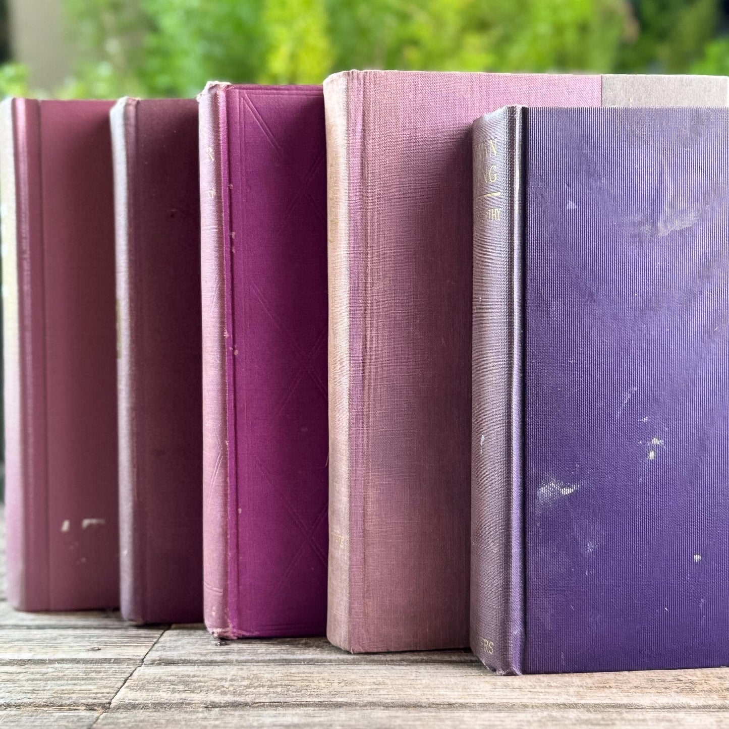 Vintage Purple Shabby Faded Vintage Books for Shelf Styling