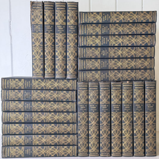 1932 Encyclopedia Britannica, 14th Edition, 1932, Complete Set, Large Blue and Gold Book Set