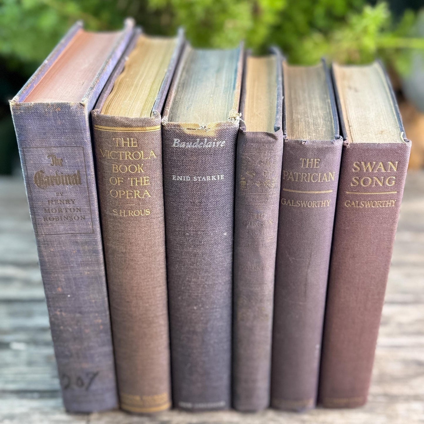 Vintage Mauve and Purple Shabby Vintage Books for Shelf Styling