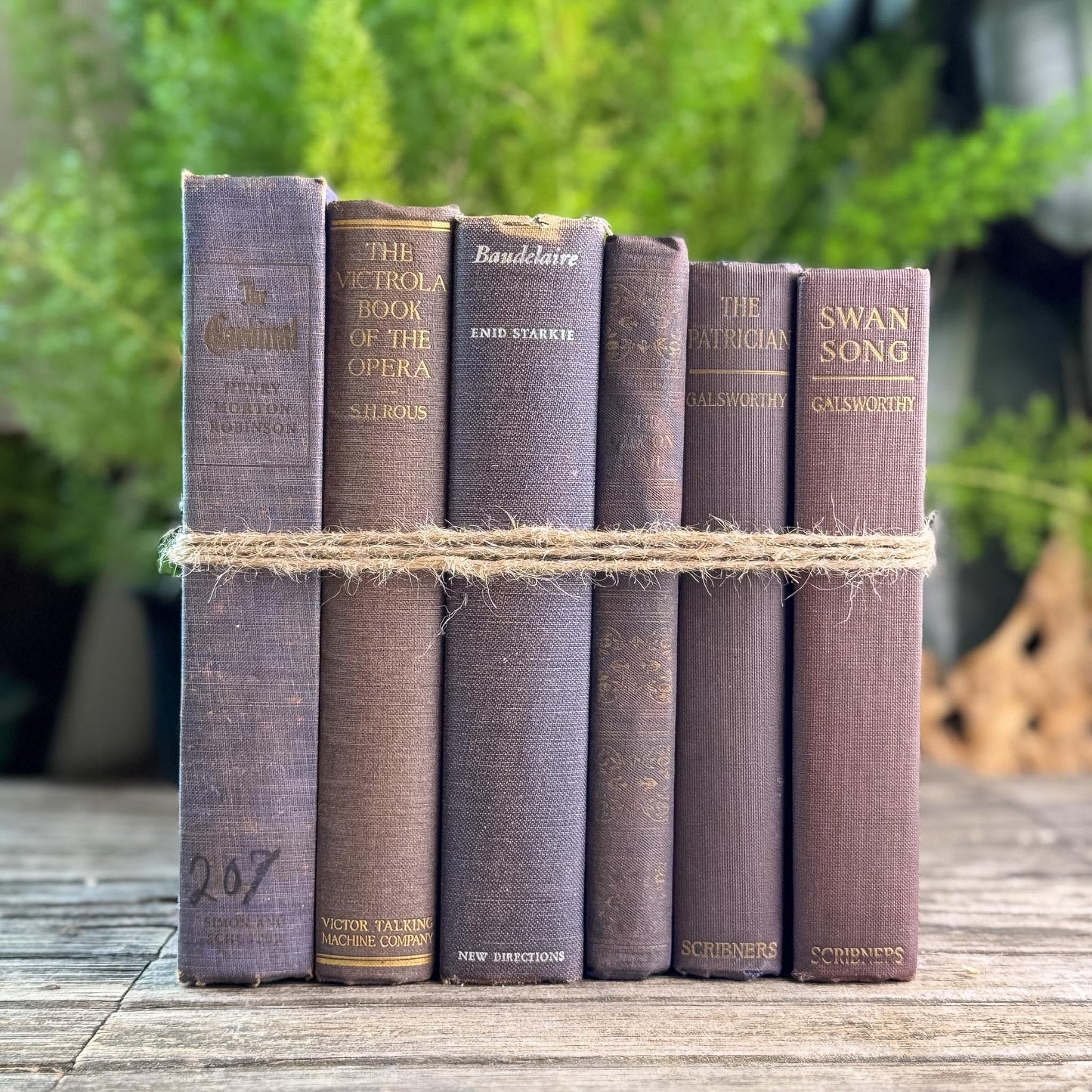 Vintage Mauve and Purple Shabby Vintage Books for Shelf Styling