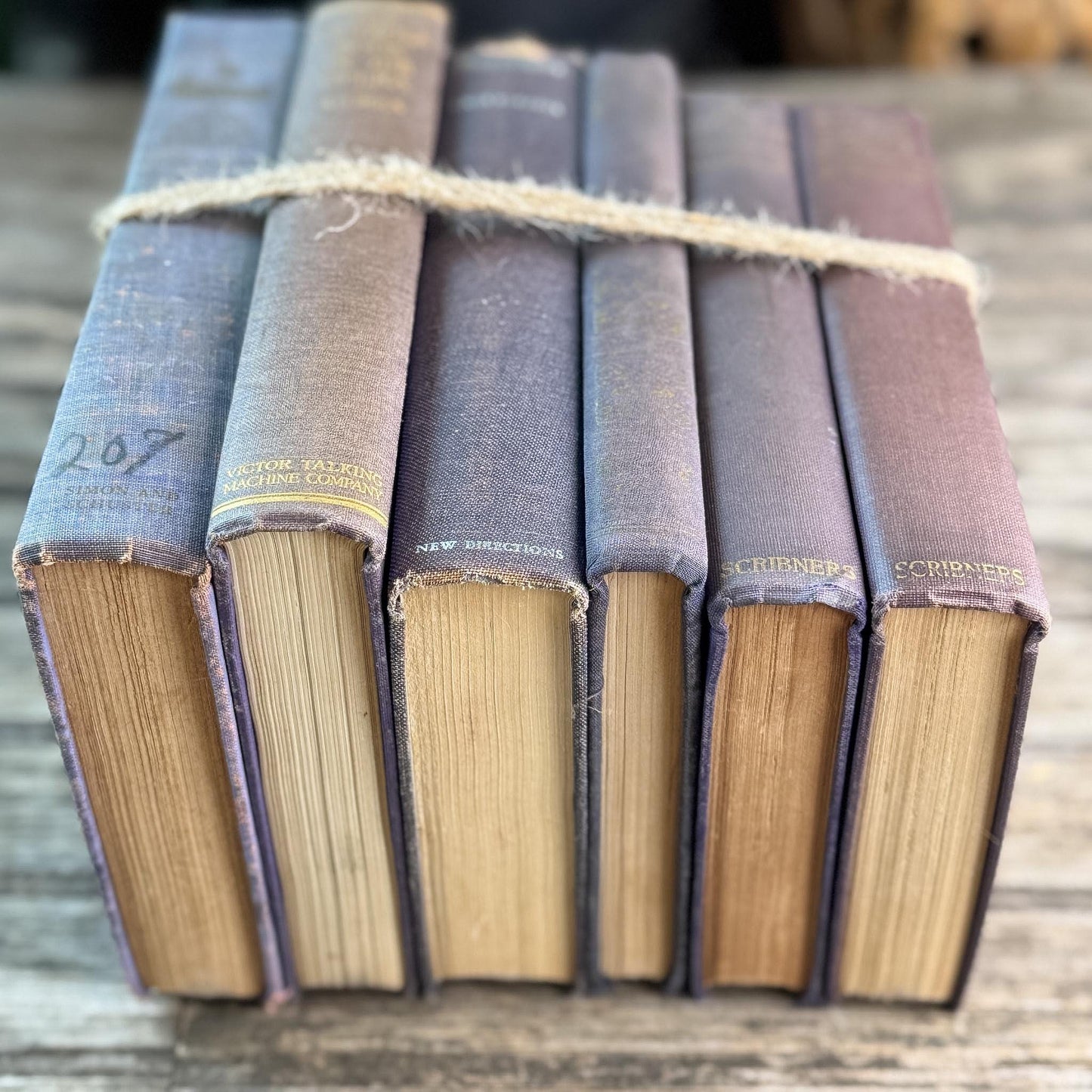 Vintage Mauve and Purple Shabby Vintage Books for Shelf Styling