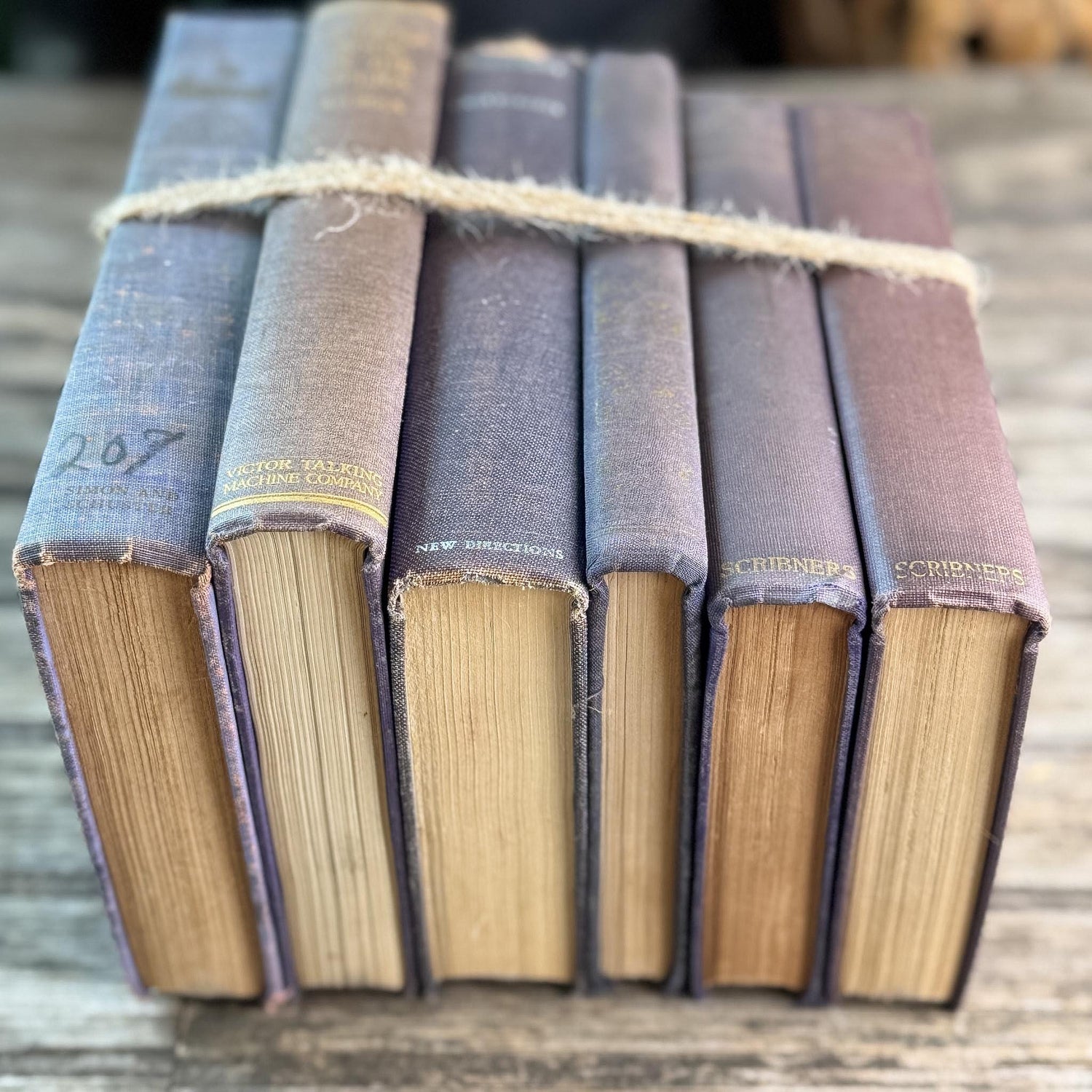 Vintage Mauve and Purple Shabby Vintage Books for Shelf Styling