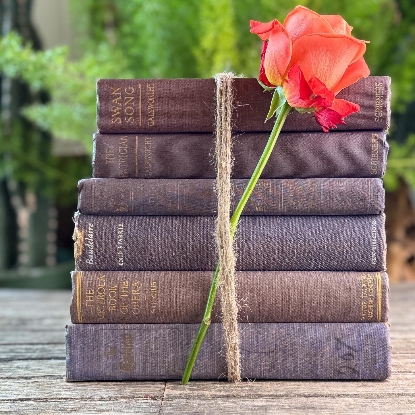 Vintage Mauve and Purple Shabby Vintage Books for Shelf Styling