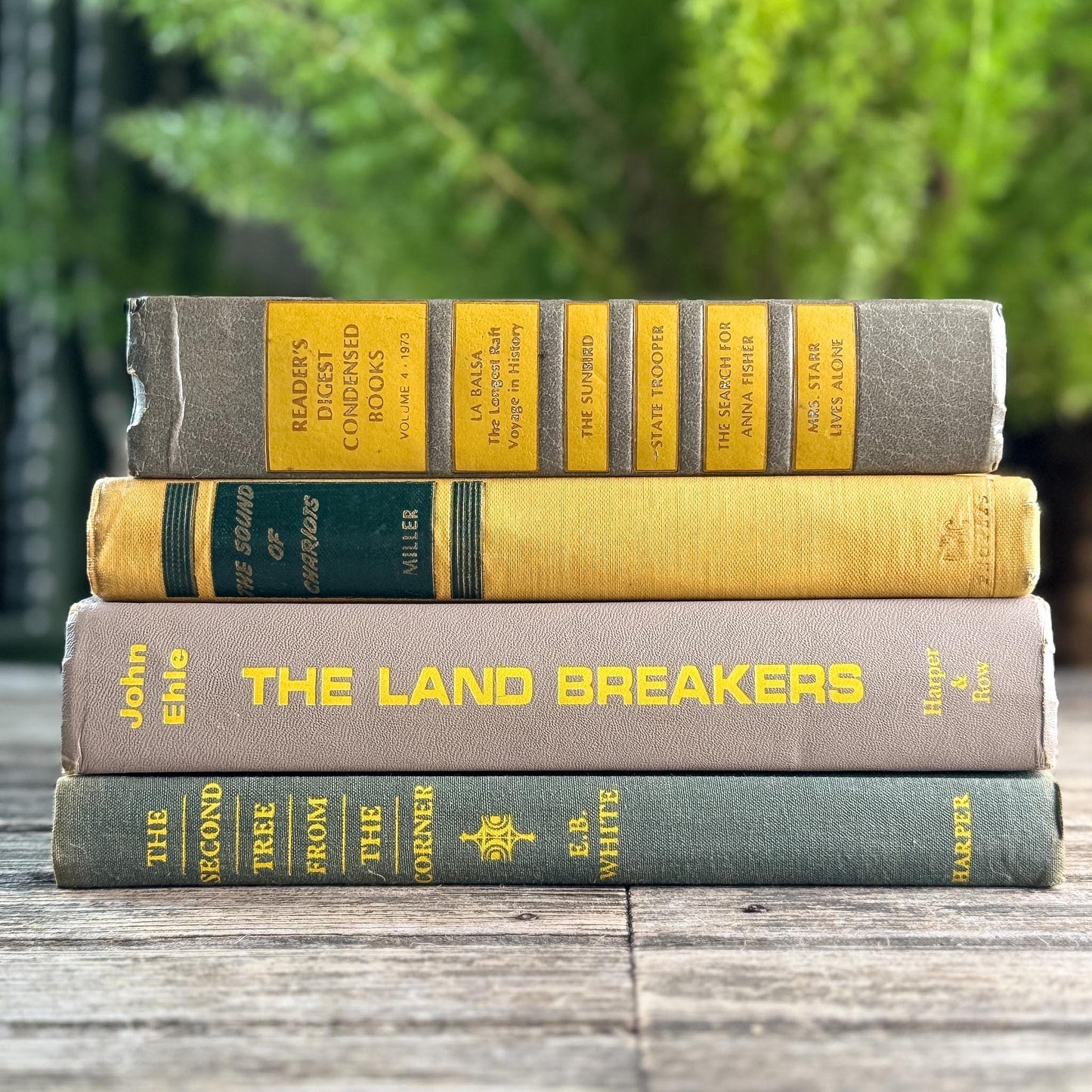 Gray and Yellow Vintage Mid-Century Book Bundle for Shelf Styling