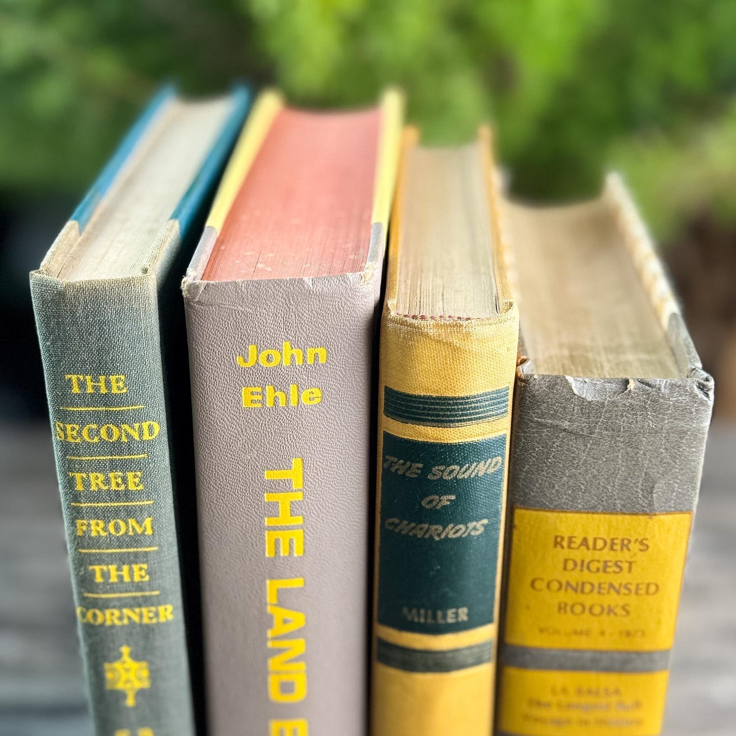 Gray and Yellow Vintage Mid-Century Book Bundle for Shelf Styling