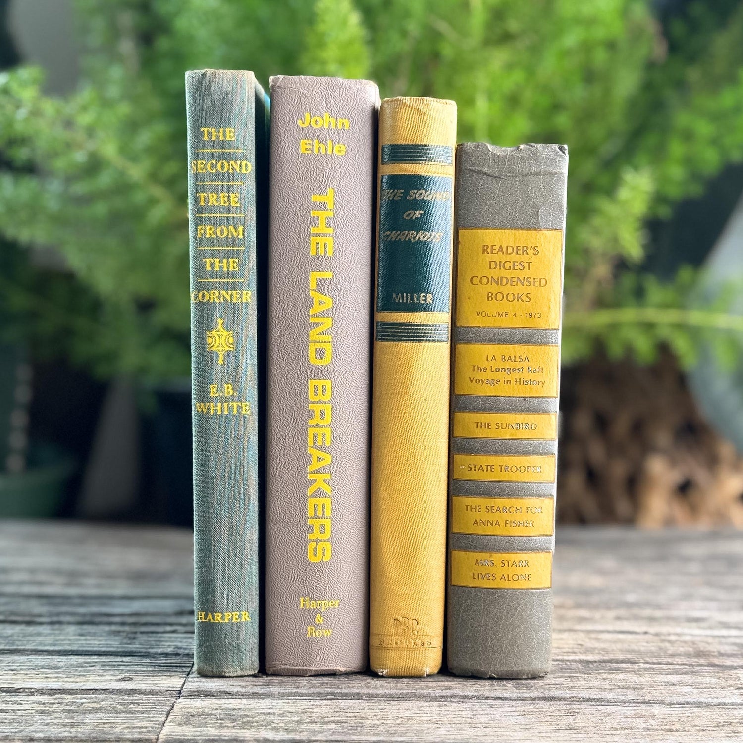 Gray and Yellow Vintage Mid-Century Book Bundle for Shelf Styling