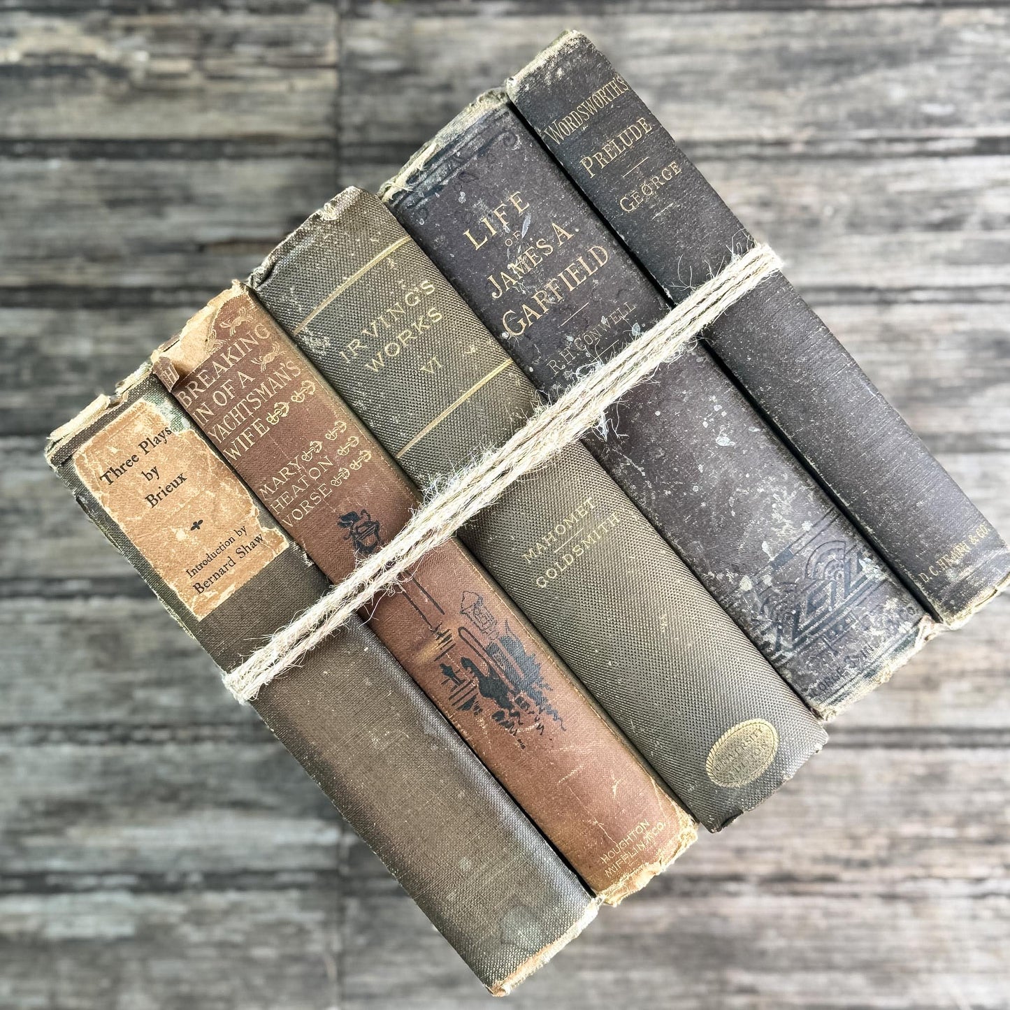 Antique Brown Vintage Book Set for Moody Decor