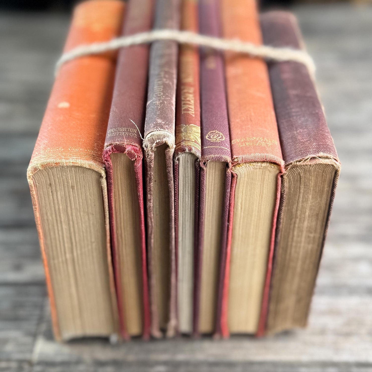 Small Red and Orange Antique Books for Shelf Styling