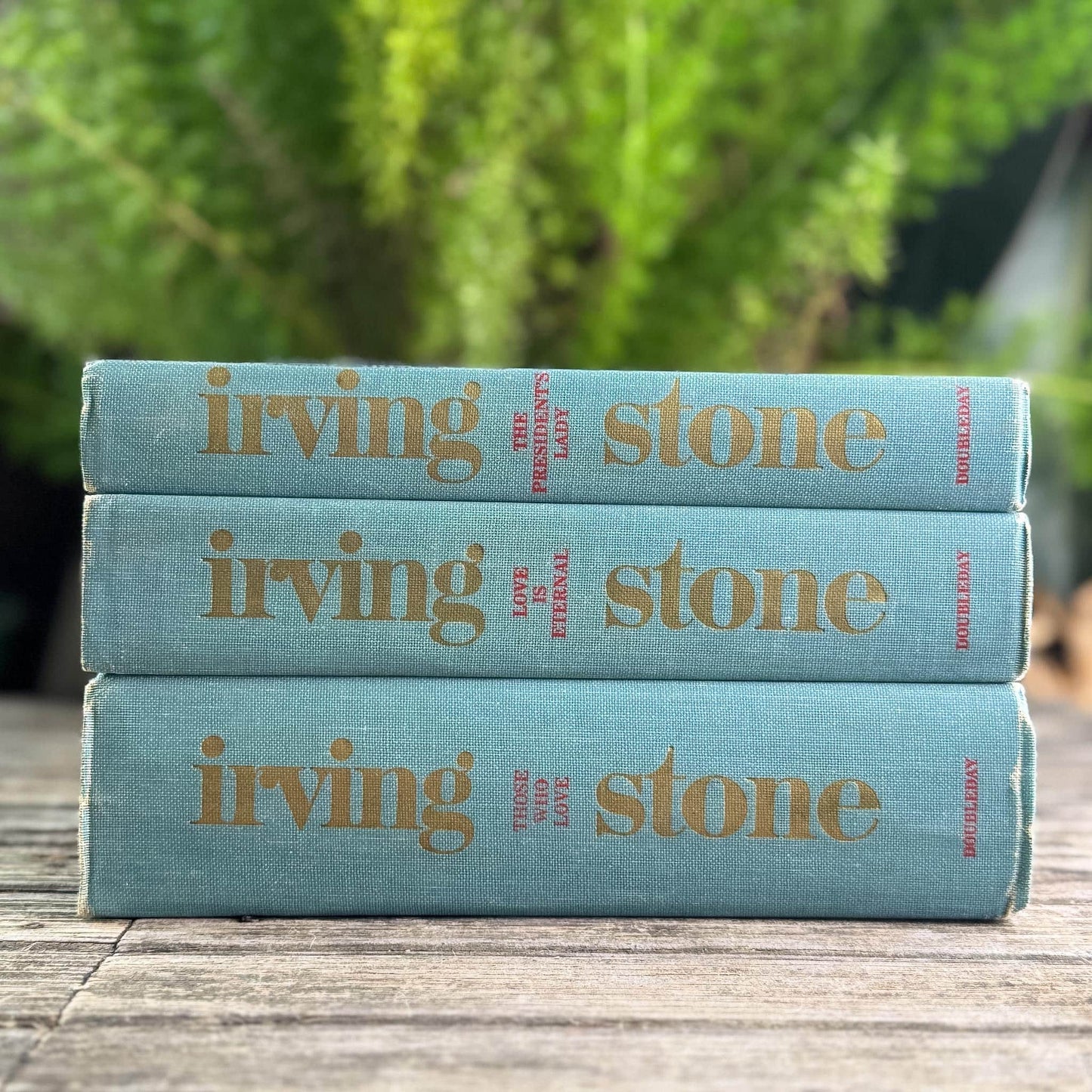Irving Stone Teal Vintage Mid Century Book Set of 3
