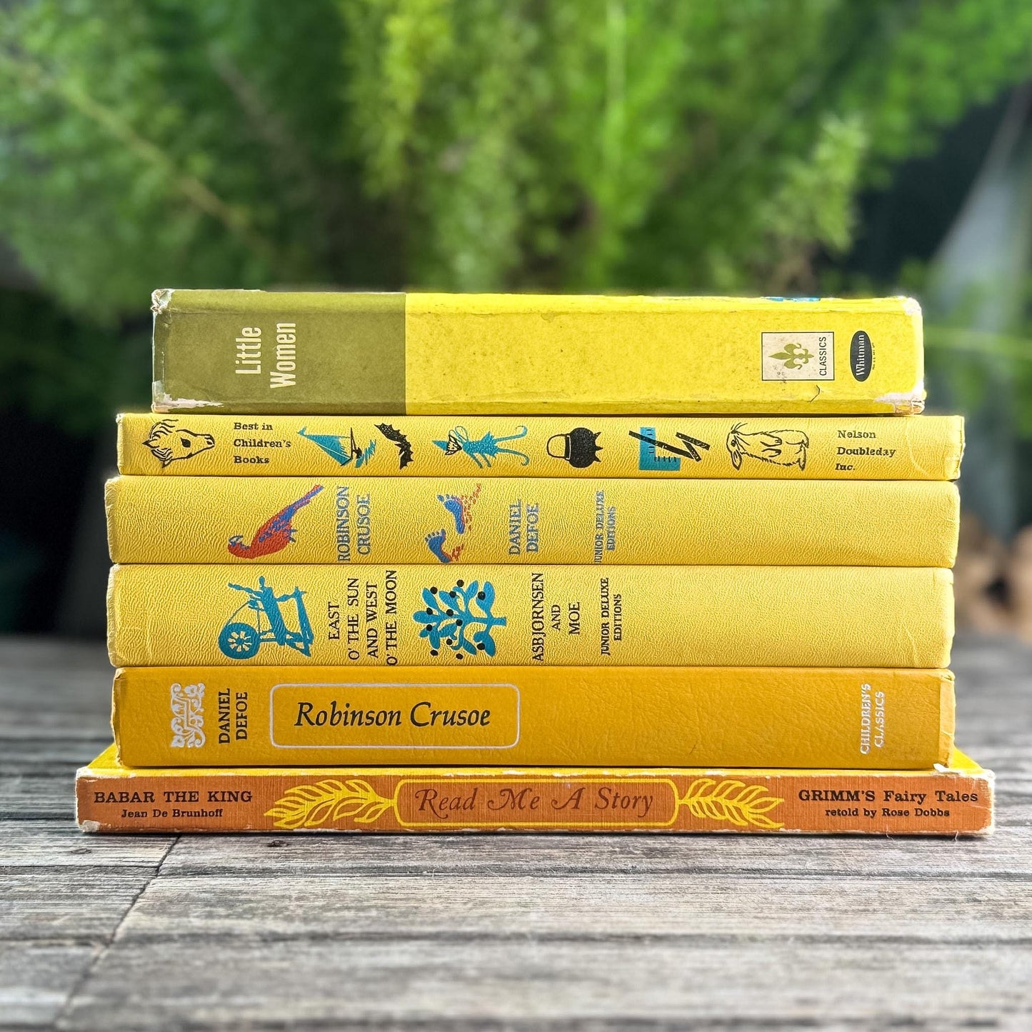 Yellow Vintage Kids Book Classics for Colorful Shelf Styling