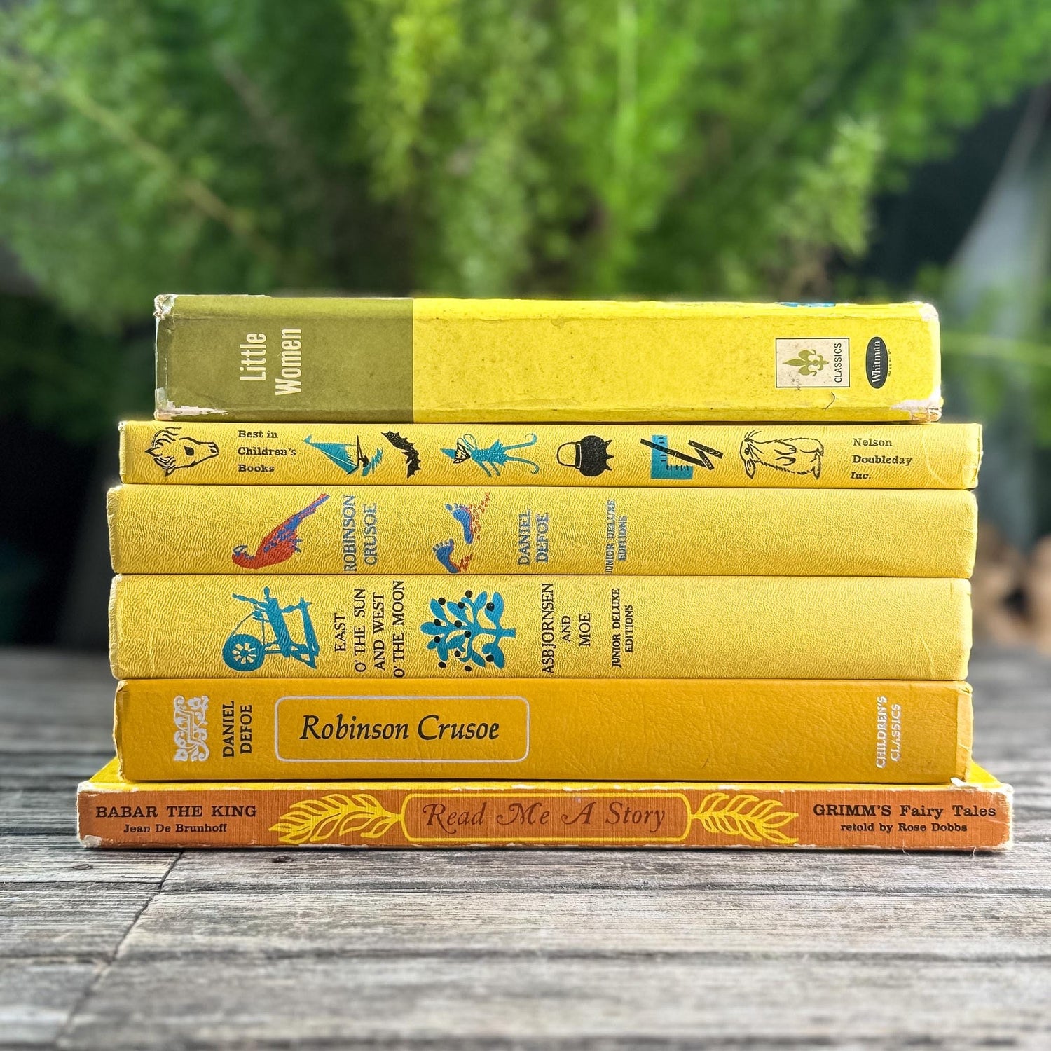 Yellow Vintage Kids Book Classics for Colorful Shelf Styling