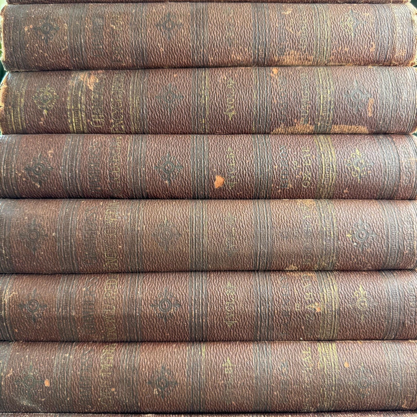 Antique Rust Red Chambers's Encyclopedia: A Dictionary of Universal Knowledge For the People, 1889, Complete 8 Volume Set