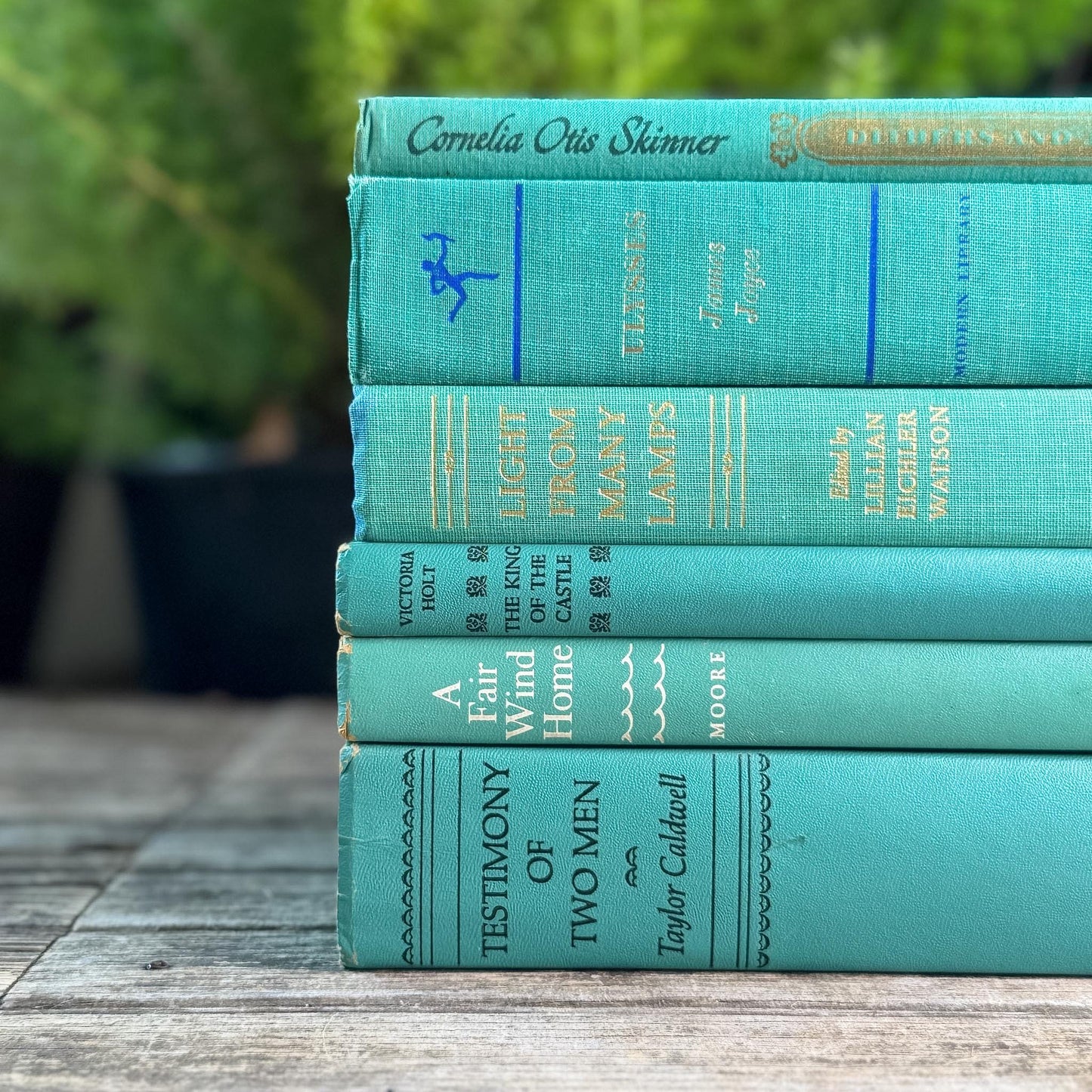 Vintage Teal and Seafoam Green Book Bundle for Coastal Shelf Styling