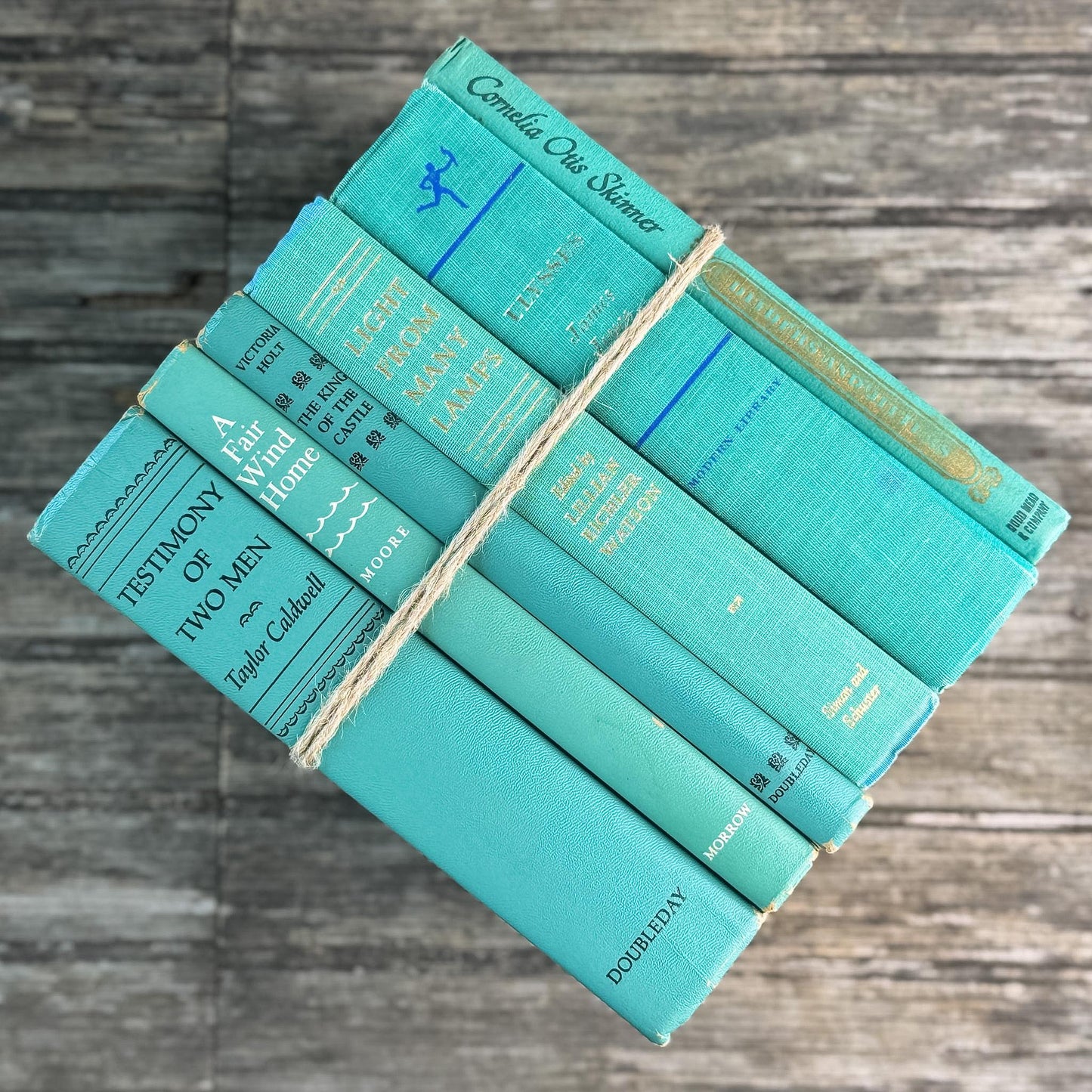 Vintage Teal and Seafoam Green Book Bundle for Coastal Shelf Styling