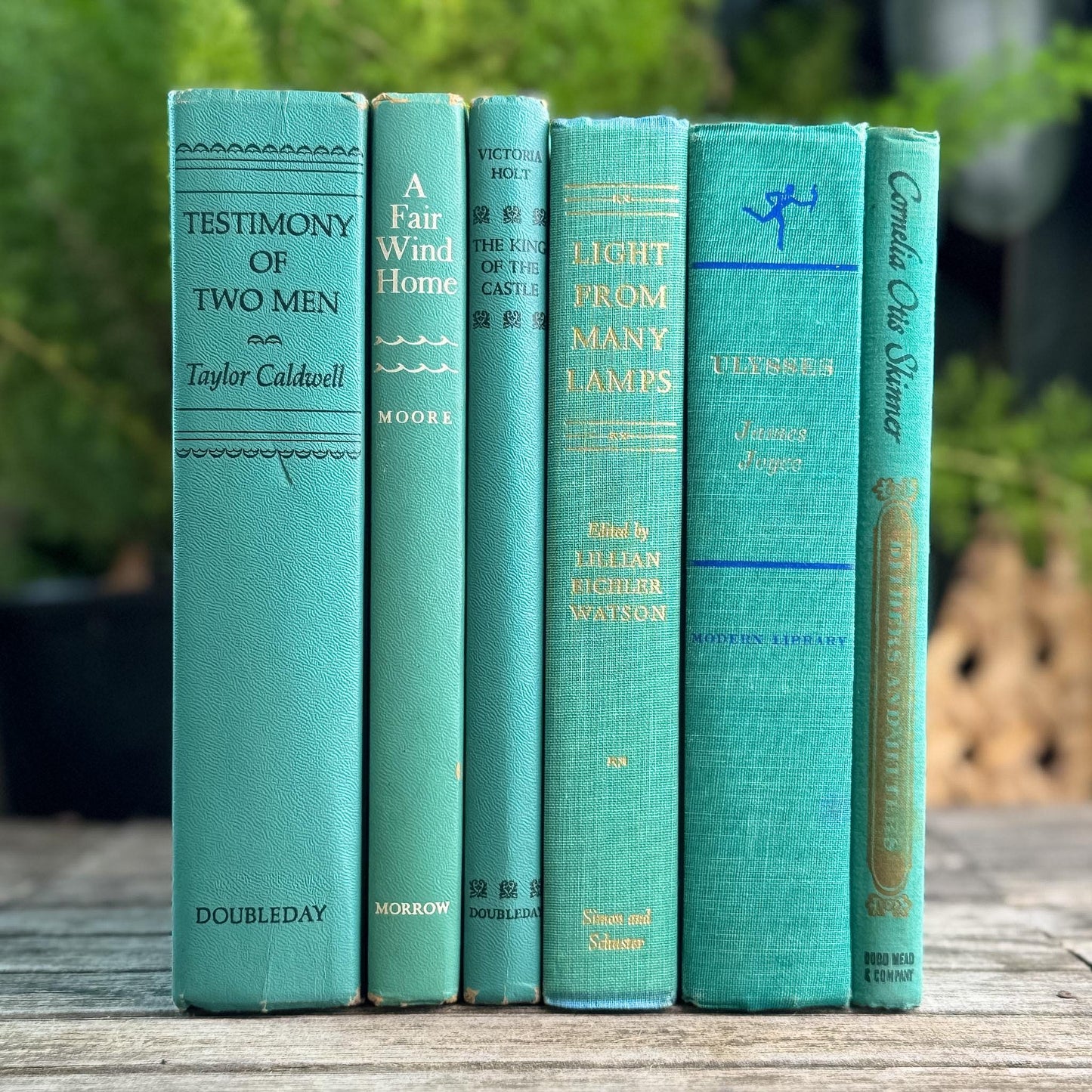 Vintage Teal and Seafoam Green Book Bundle for Coastal Shelf Styling