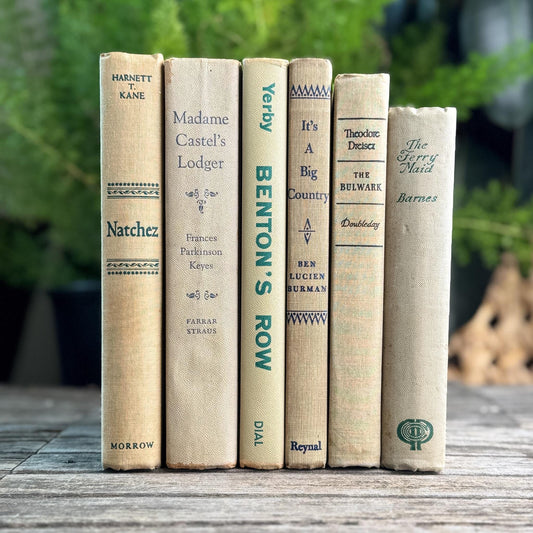 Vintage Beige Book Set for Neutral Mid-Century Shelf Styling