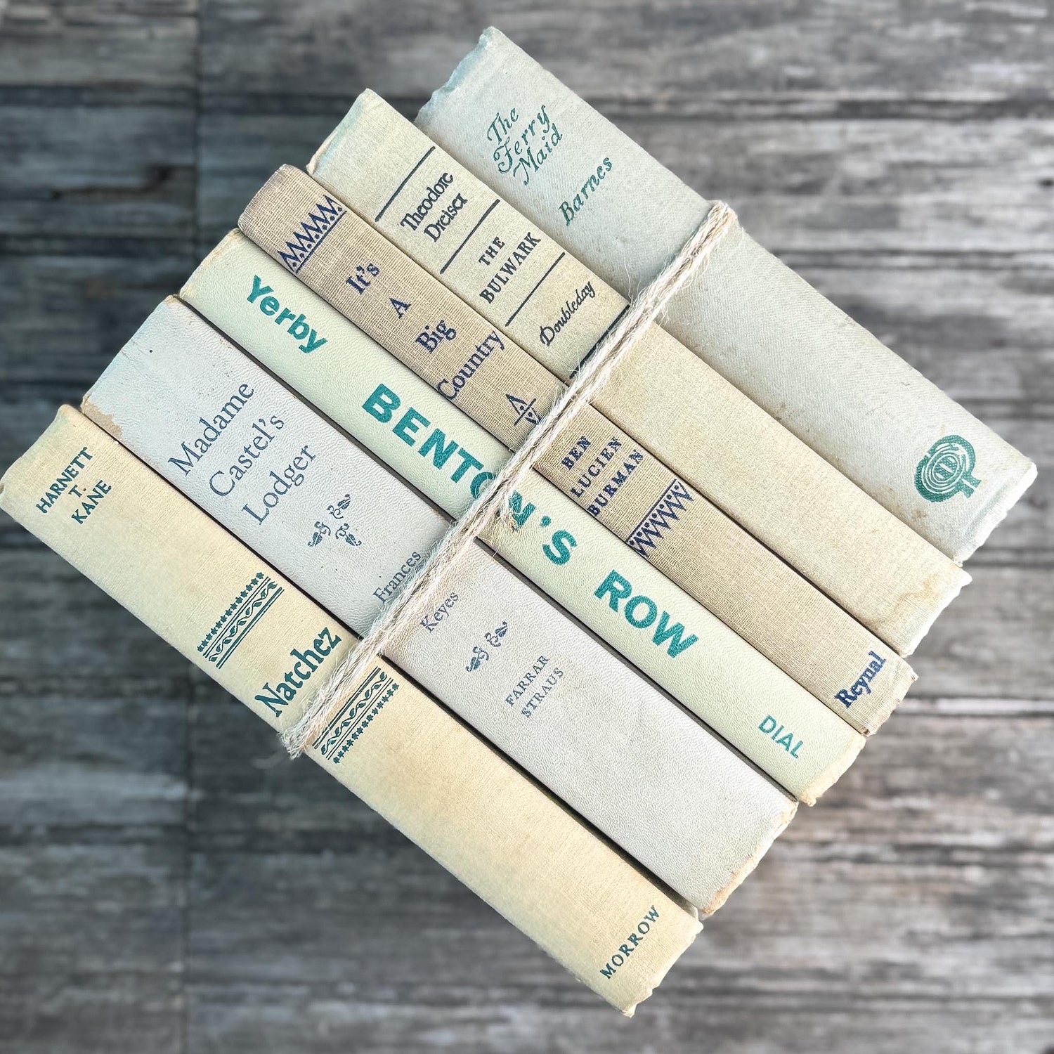 Vintage Beige Book Set for Neutral Mid-Century Shelf Styling
