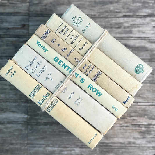 Vintage Beige Book Set for Neutral Mid-Century Shelf Styling