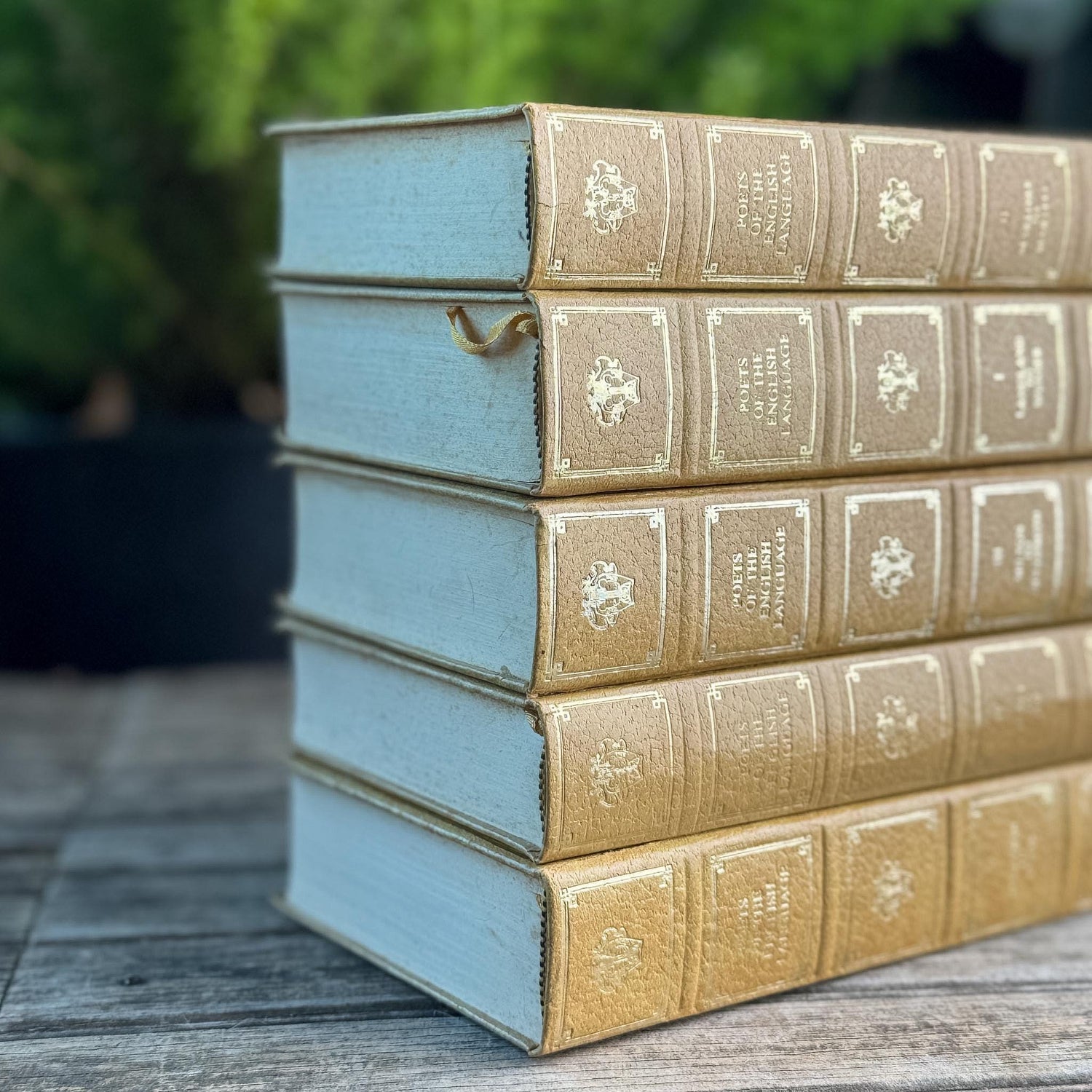 Ornate Vintage Gold and Silver Poets of the English Language Book Set