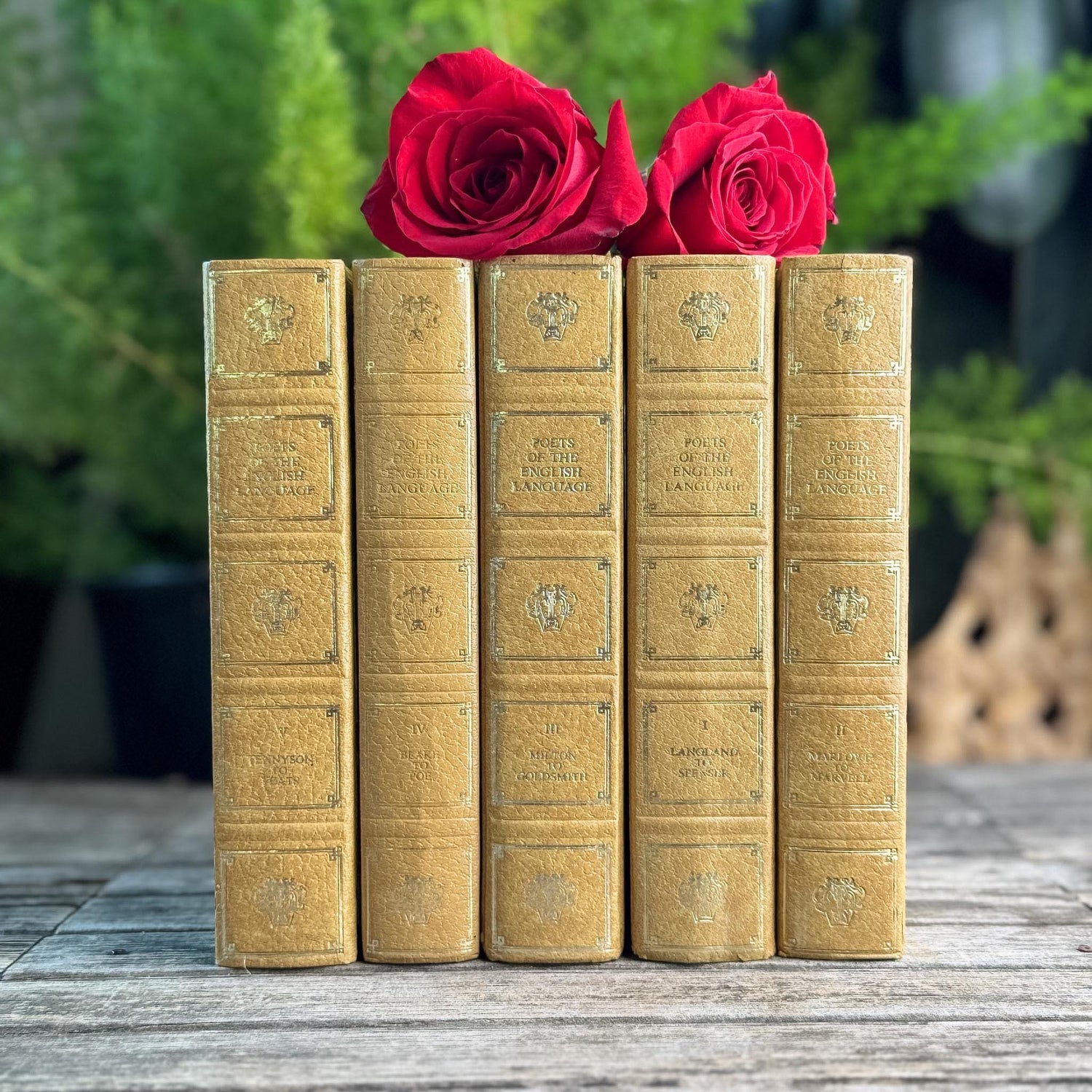 Ornate Vintage Gold and Silver Poets of the English Language Book Set