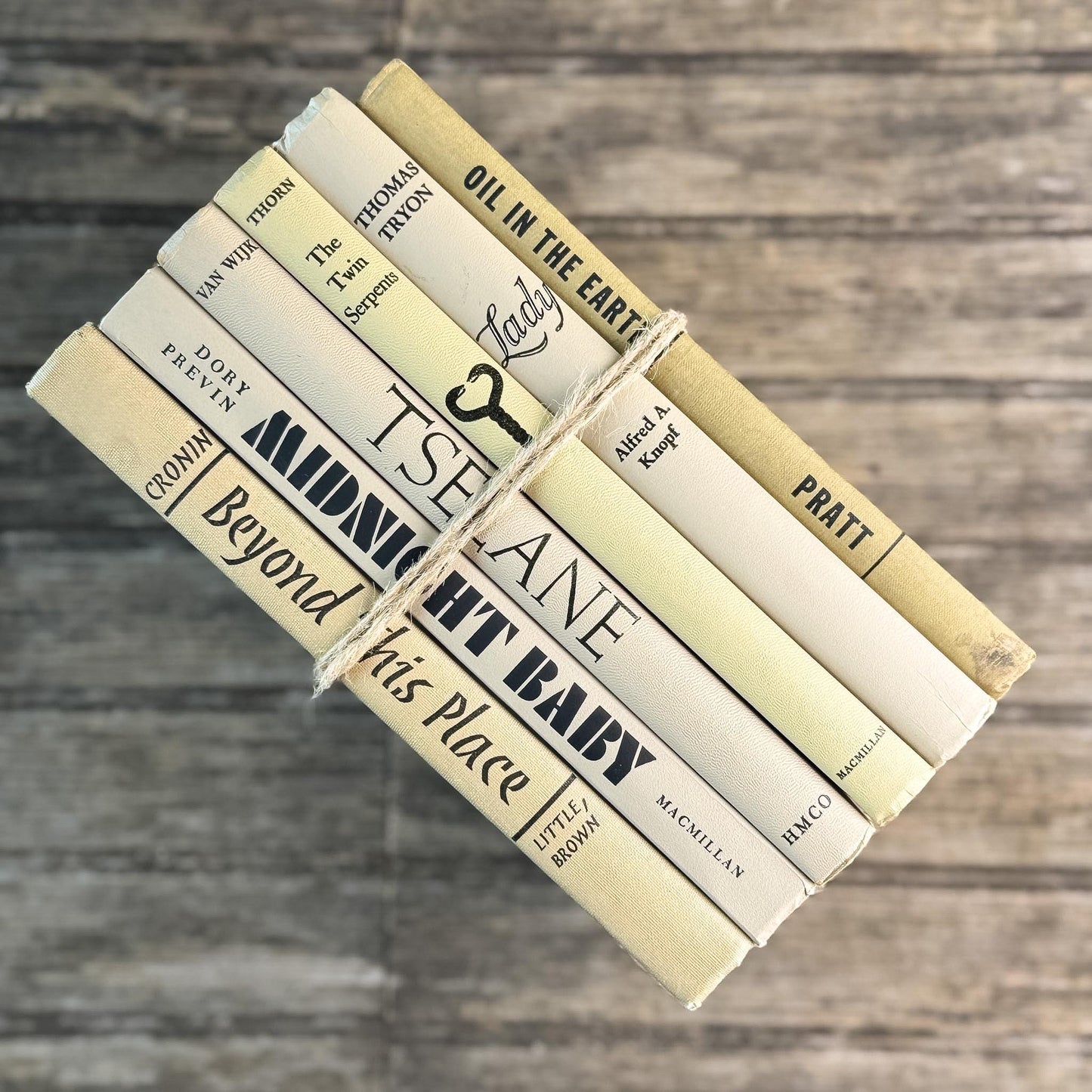 Taupe & Black Retro Book Bundle for 1960s Shelf Styling