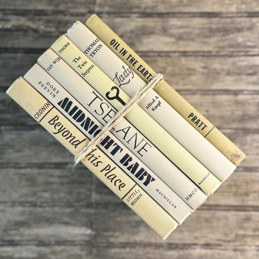 Taupe & Black Retro Book Bundle for 1960s Shelf Styling