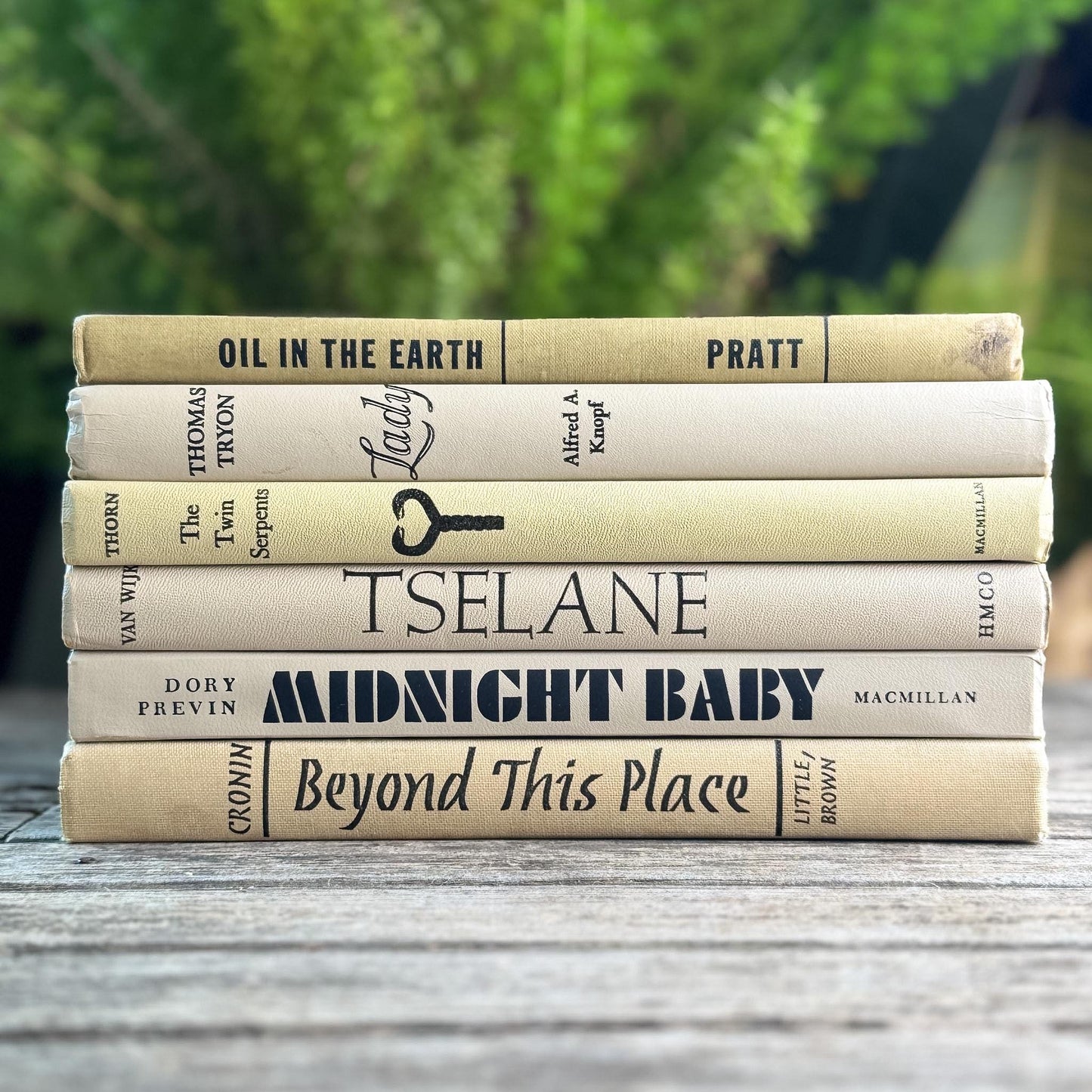 Taupe & Black Retro Book Bundle for 1960s Shelf Styling