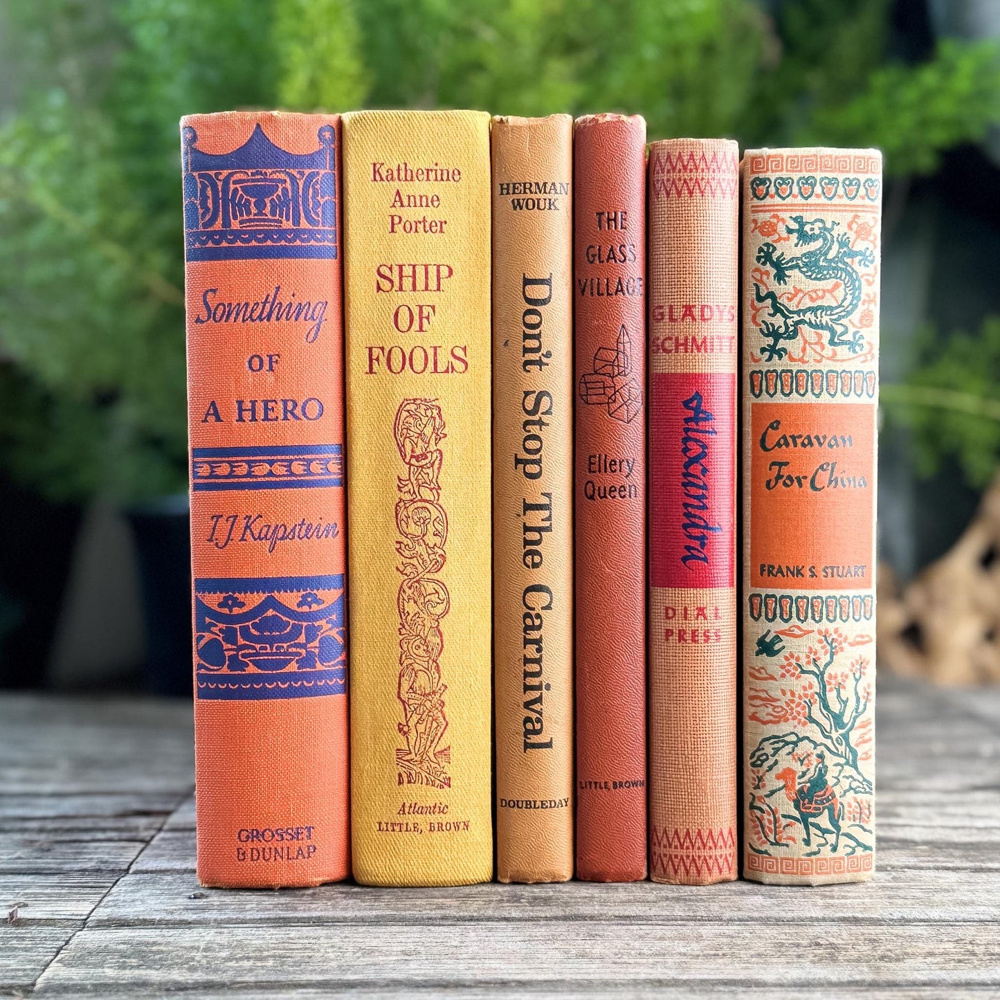 Retro Orange, Terra Cotta, Mustard Yellow Vintage Book Bundle