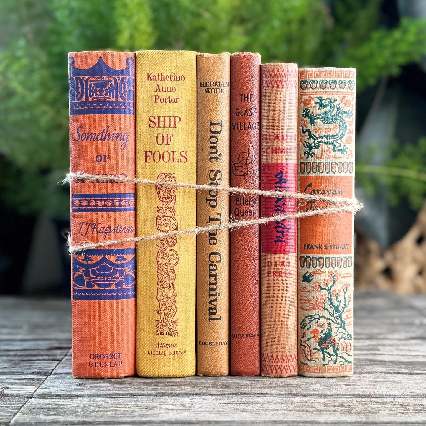Retro Orange, Terra Cotta, Mustard Yellow Vintage Book Bundle