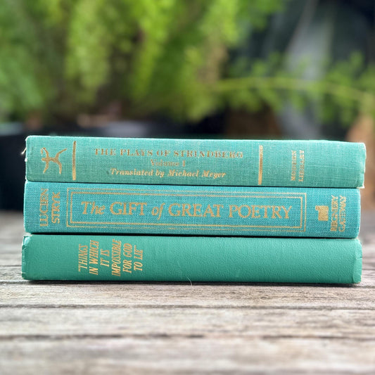 Small Vintage Teal Green Book Bundle for Coastal Decor
