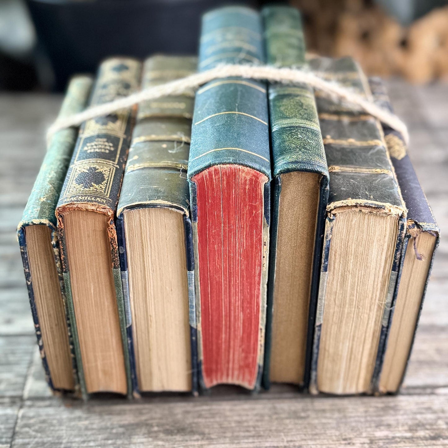 Antique Leather-Bound Worn and Shabby Books