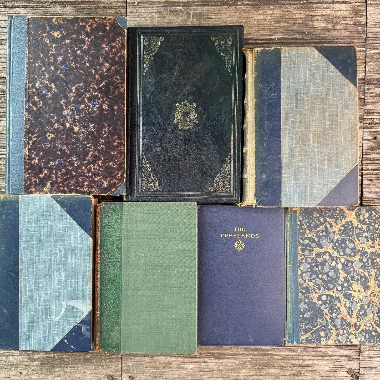 Antique Leather-Bound Worn and Shabby Books