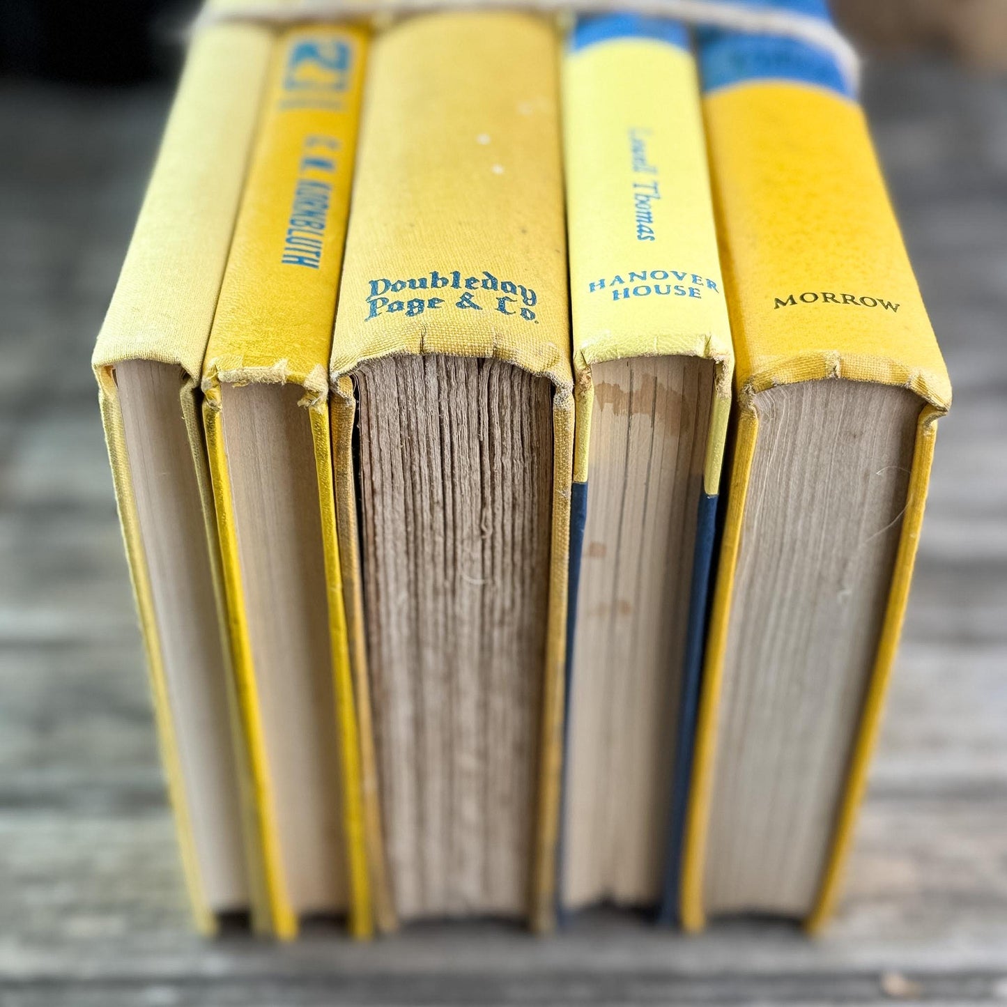 Bright Yellow and Blue Vintage Book Bundle for Shelf Styling