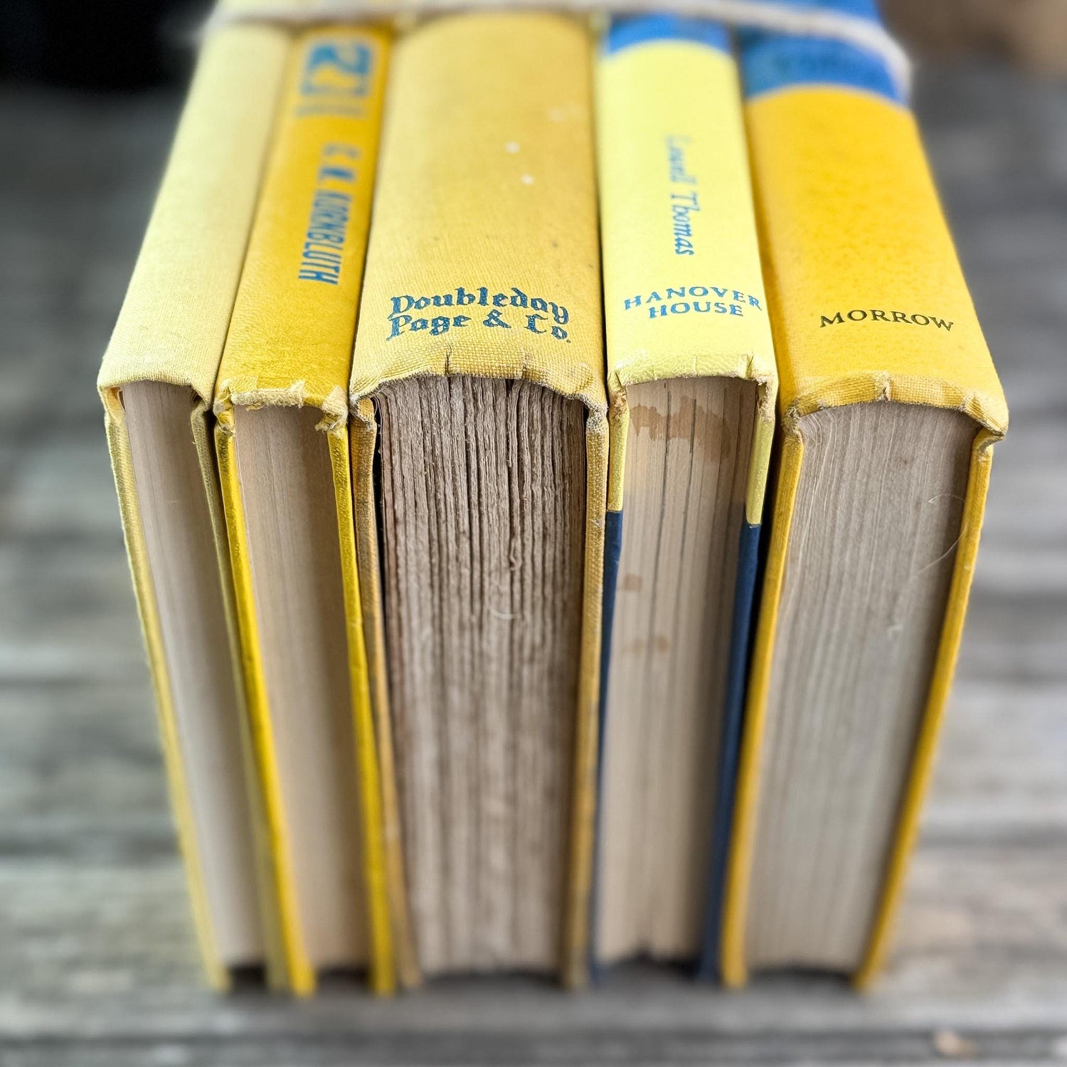 Bright Yellow and Blue Vintage Book Bundle for Shelf Styling