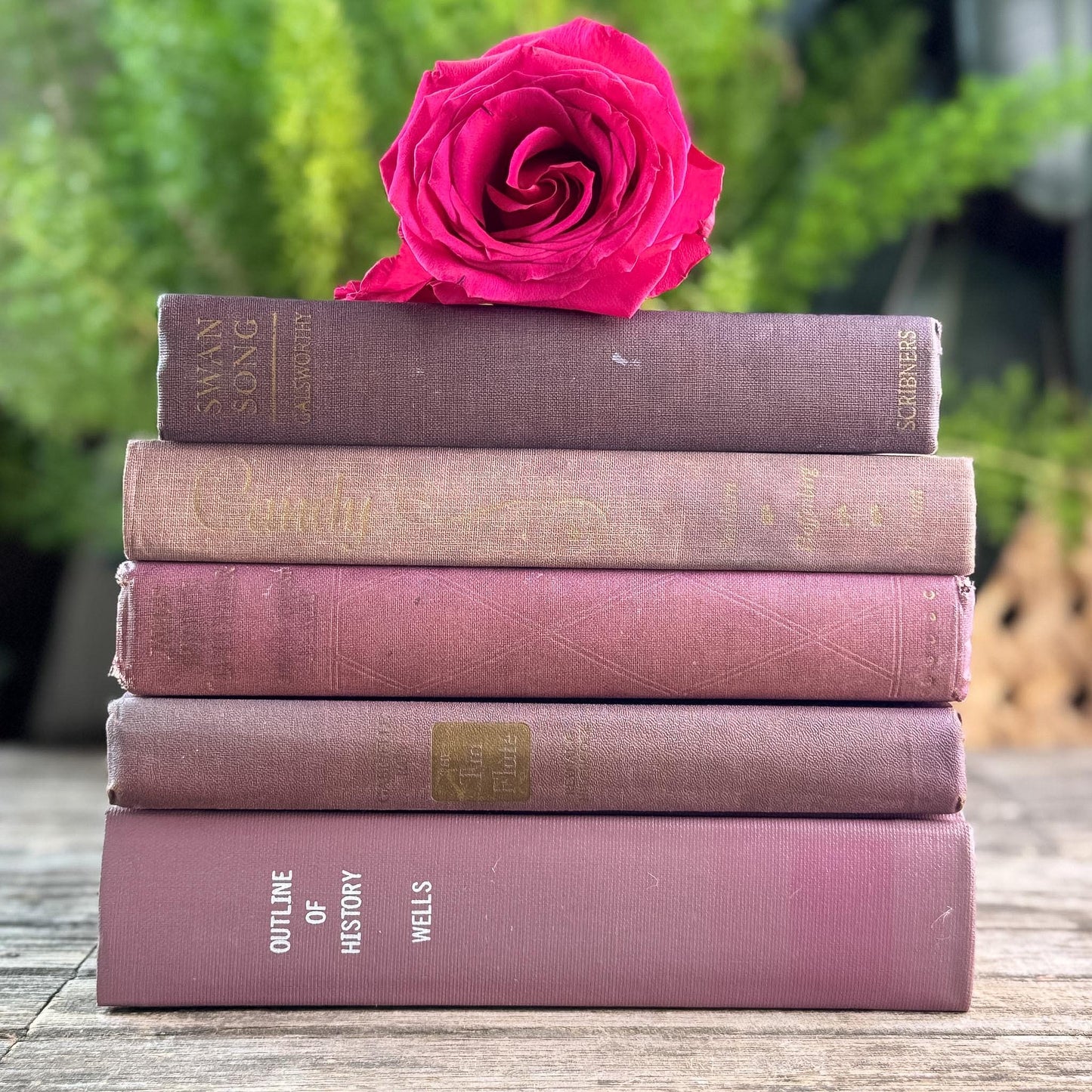 Vintage Purple Shabby Faded Vintage Books for Shelf Styling