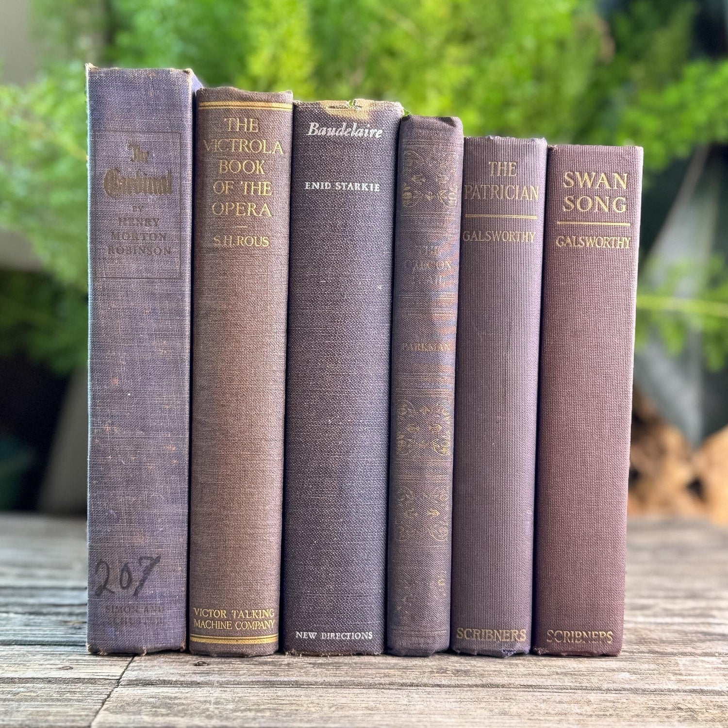 Vintage Mauve and Purple Shabby Vintage Books for Shelf Styling