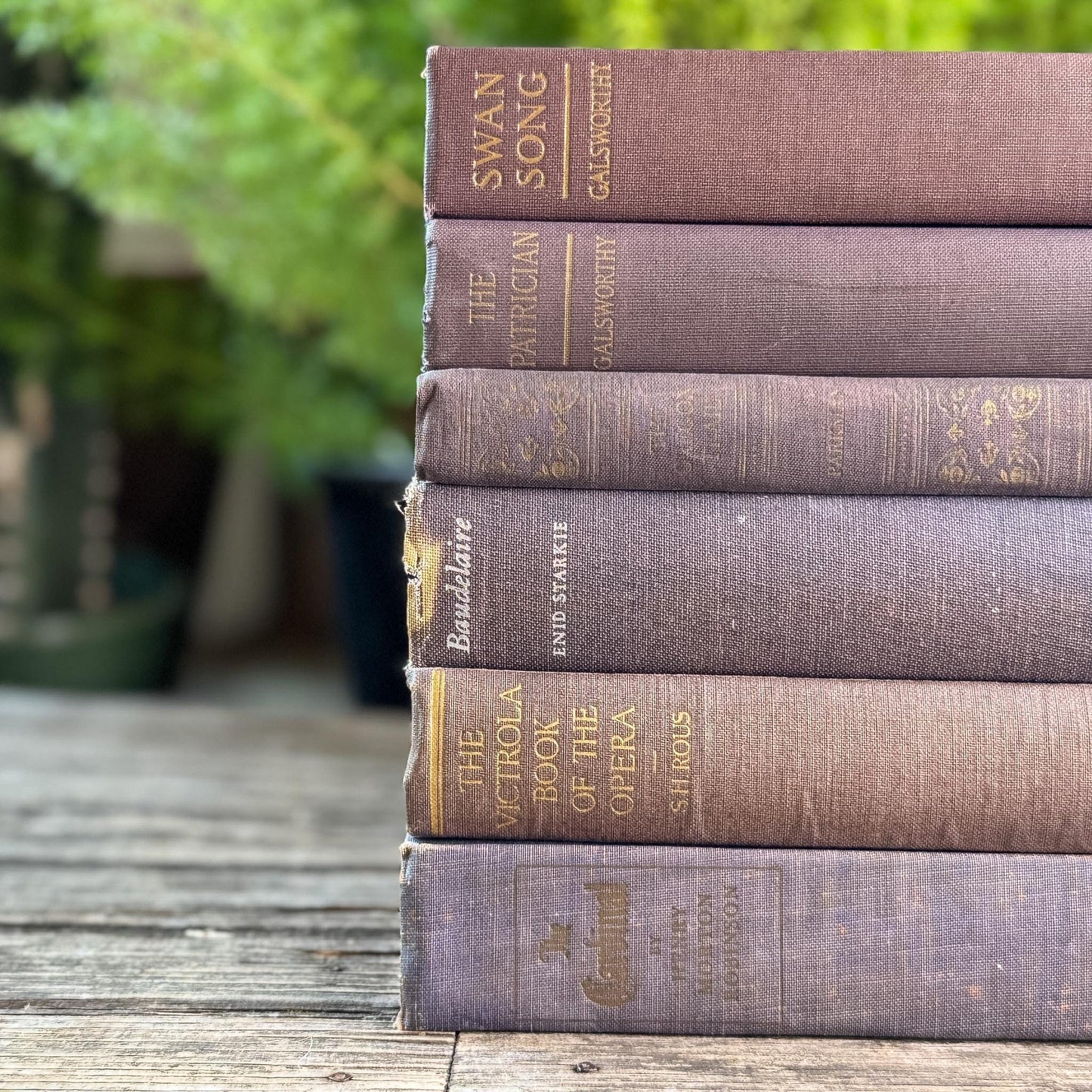 Vintage Mauve and Purple Shabby Vintage Books for Shelf Styling