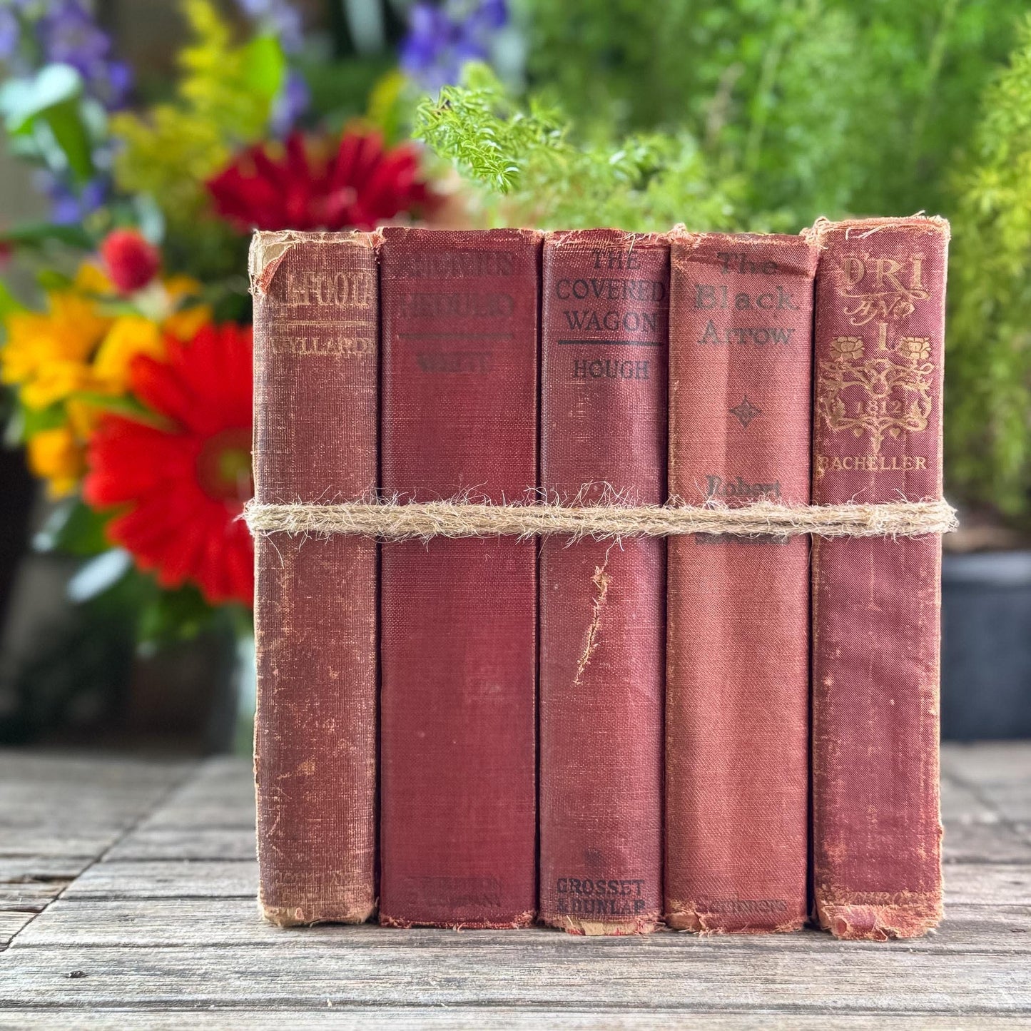 Antique Red Shabby Cozy Book Bundle