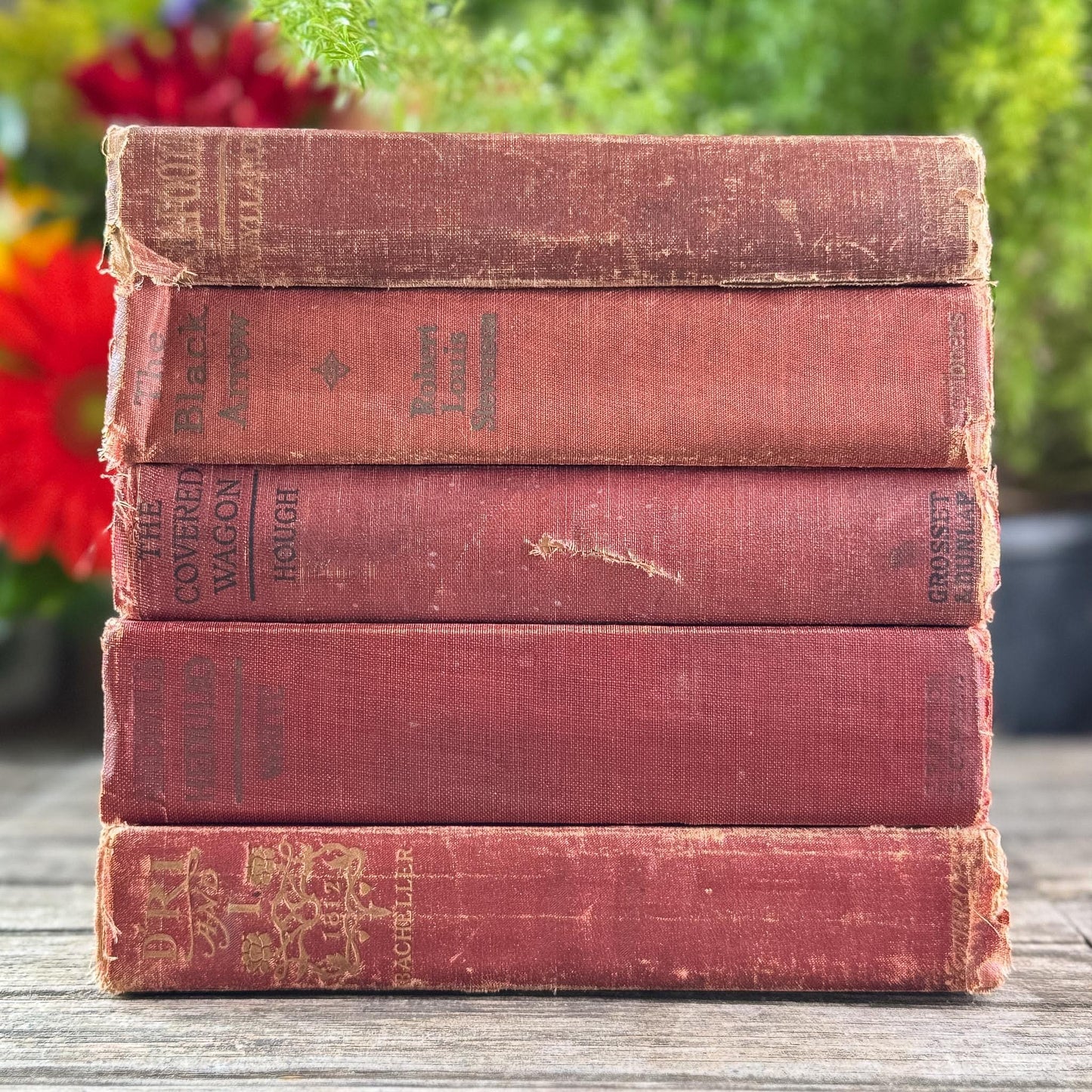 Antique Red Shabby Cozy Book Bundle