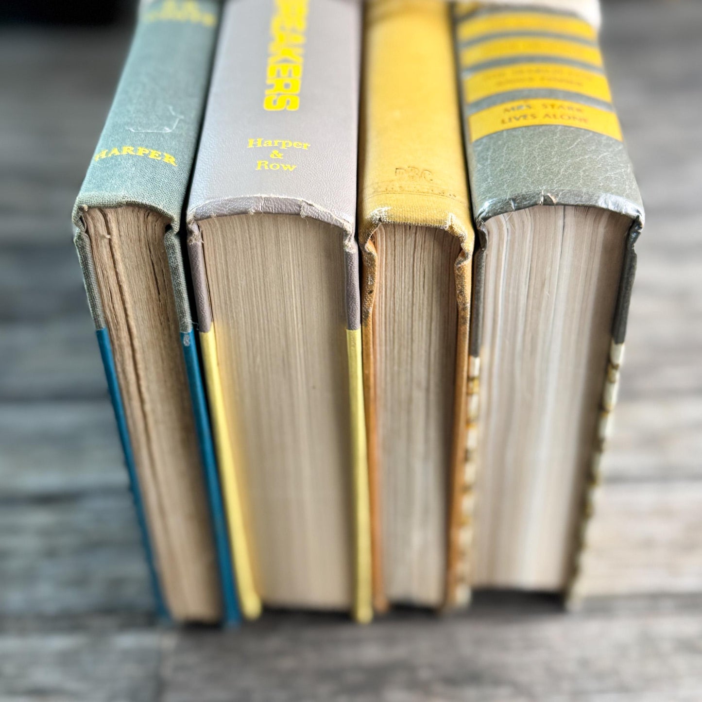 Gray and Yellow Vintage Mid-Century Book Bundle for Shelf Styling