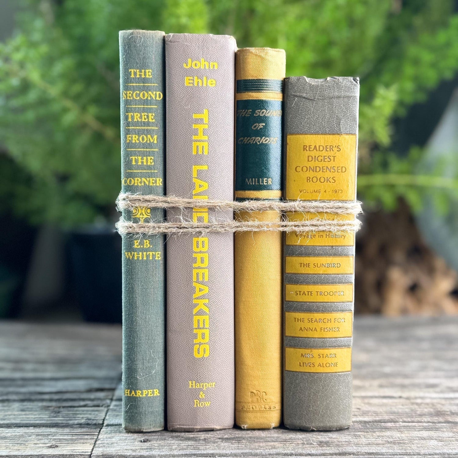 Gray and Yellow Vintage Mid-Century Book Bundle for Shelf Styling