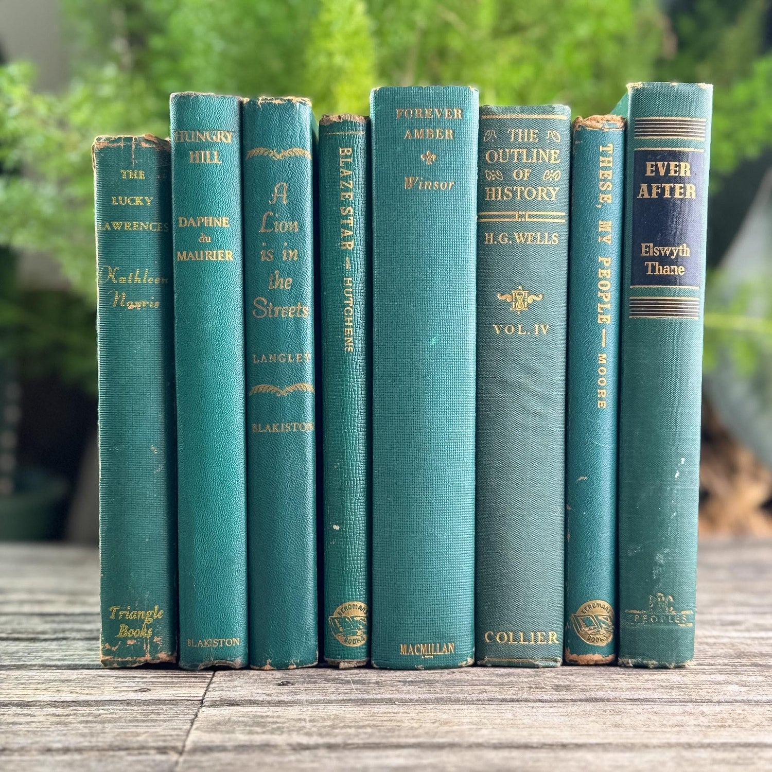 Rich Hunter Green Vintage Mid Century Book Set